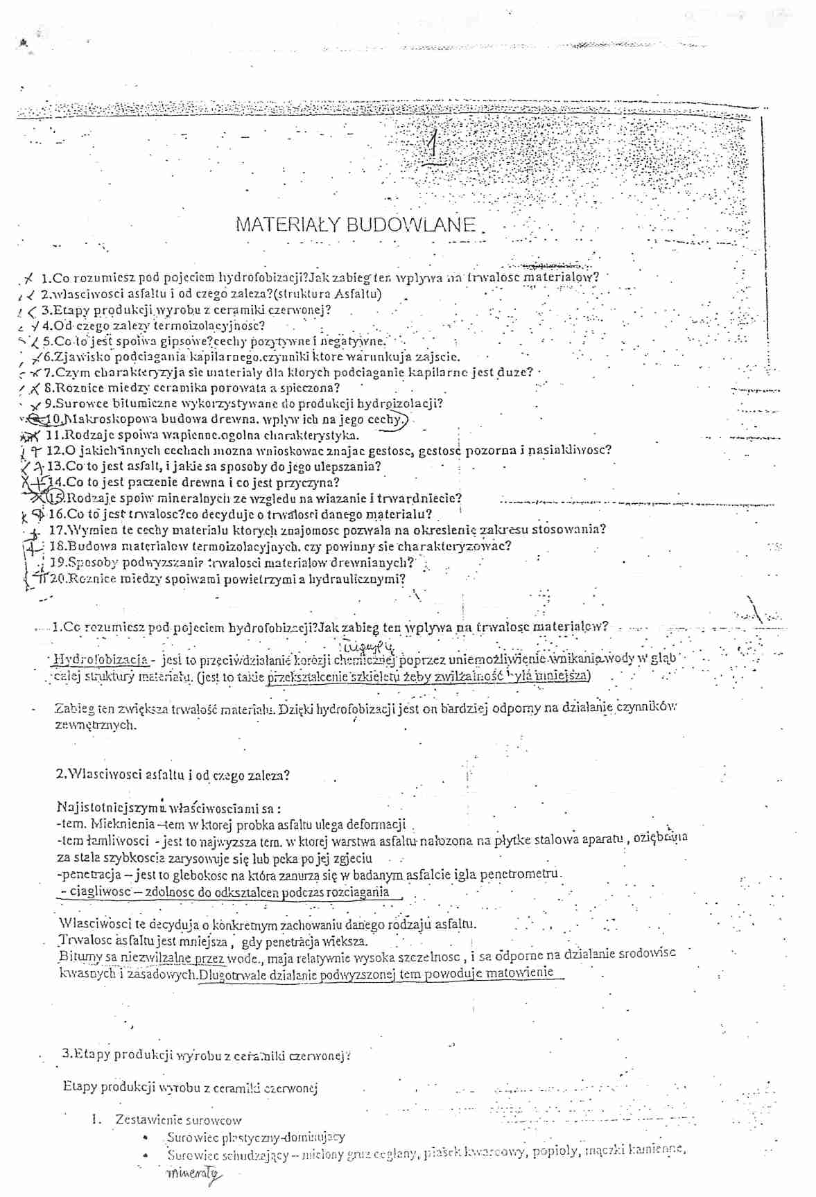 Materialy budowlane - pytania wraz z odpowiedziami na egzamin - strona 1