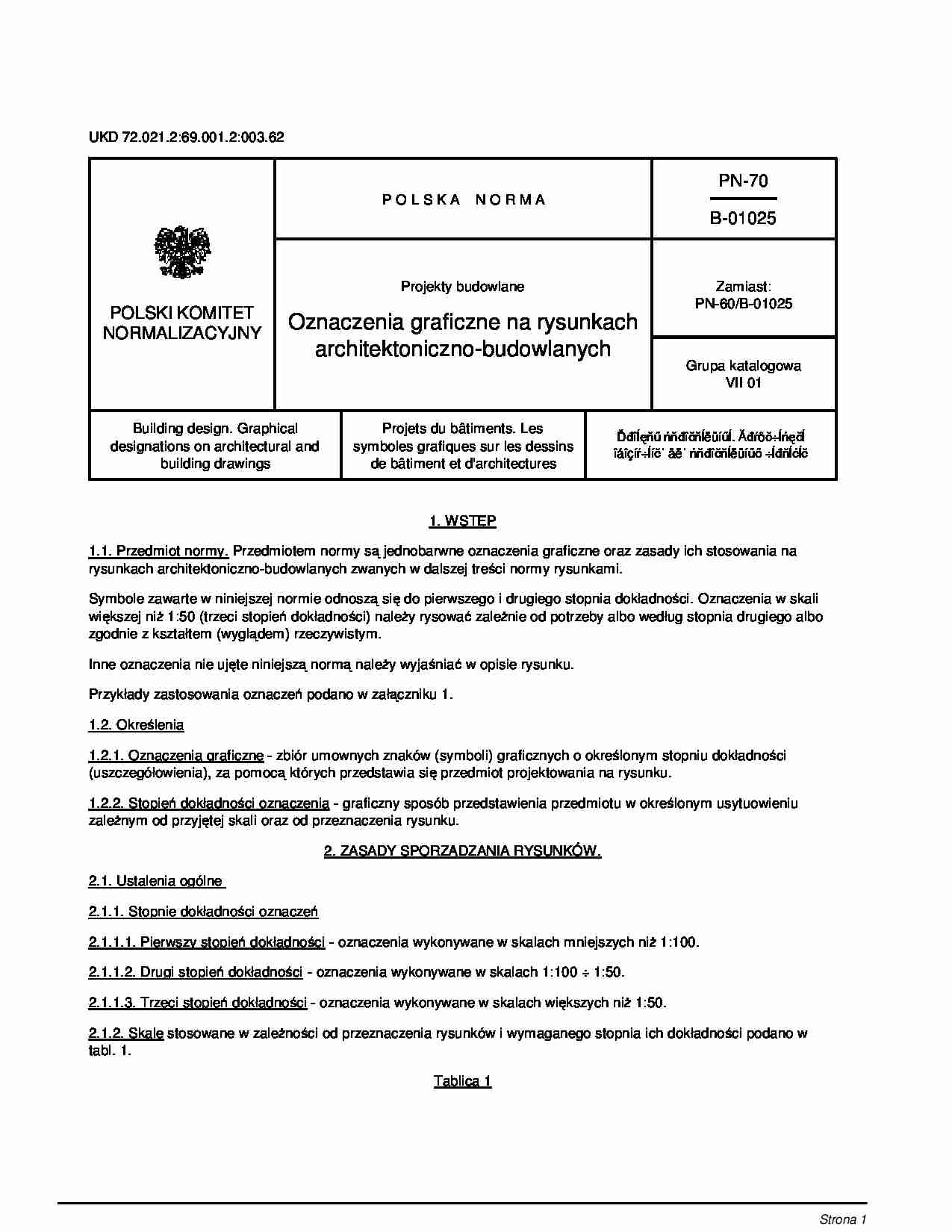 Oznaczenia graficzne na rysunkach architektoni - strona 1