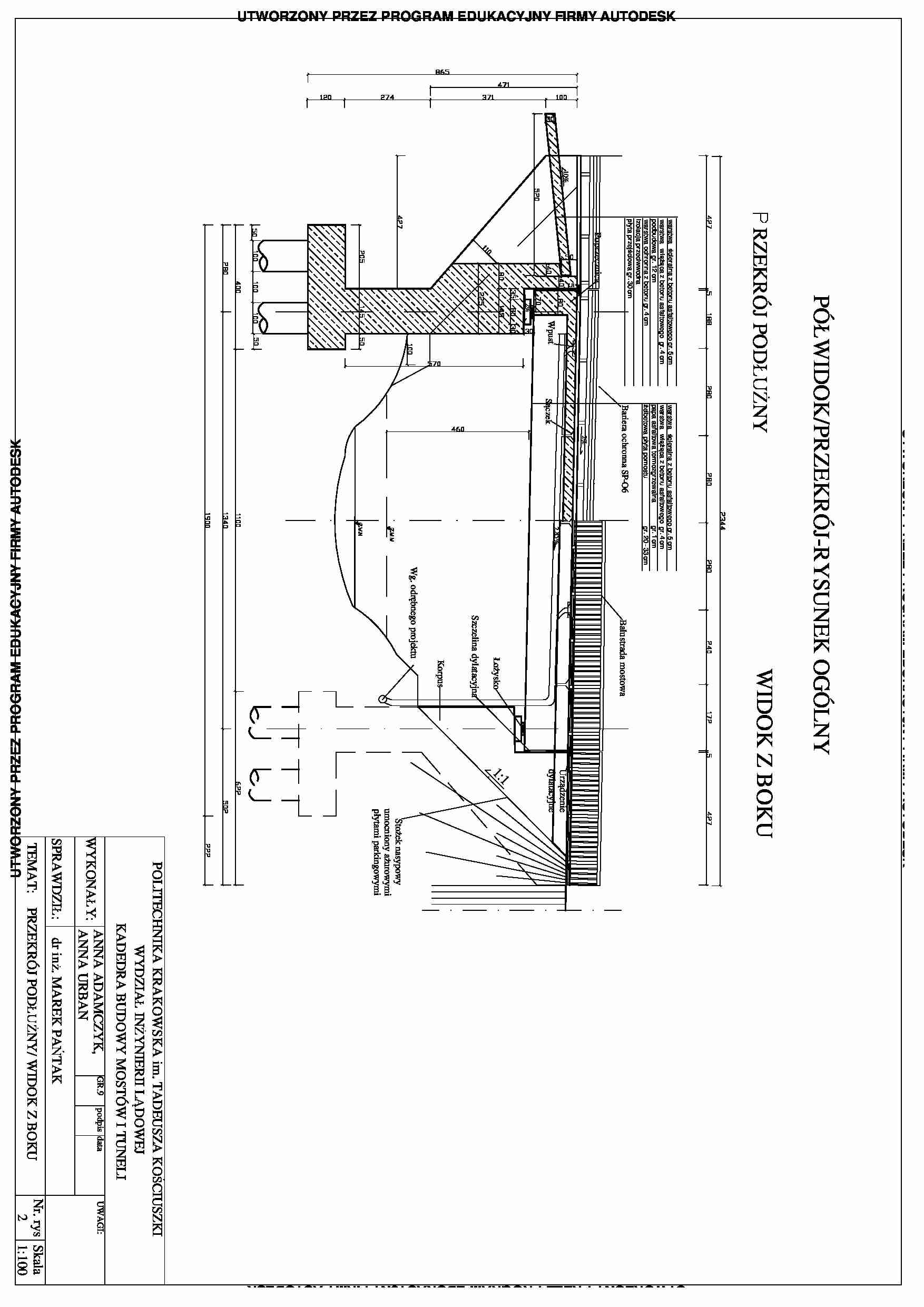 Przekrój podłużny - widok z boku  - strona 1