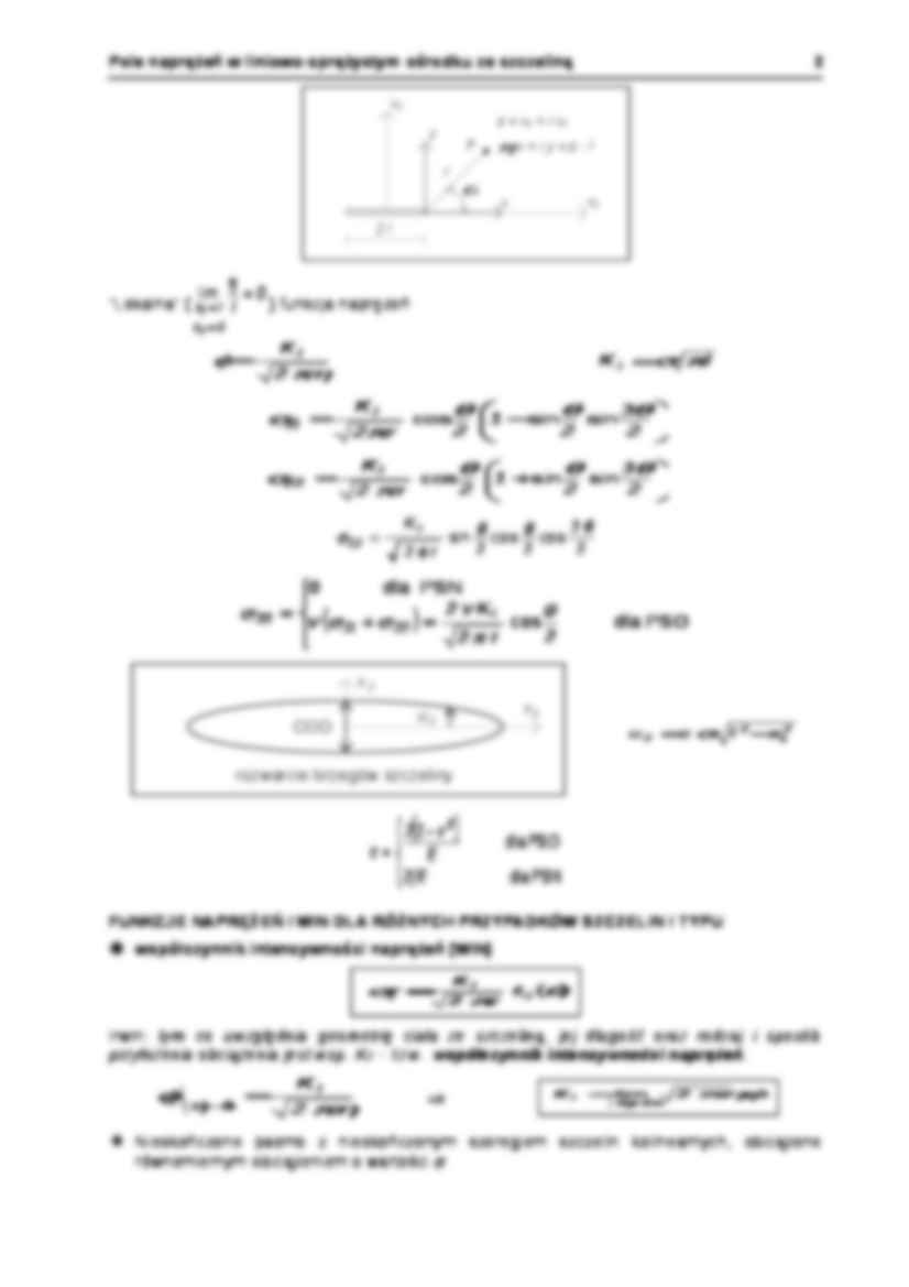 Pole naprężeń w liniowo sprężystym ośrodku ze szczeliną - opracowanie  - strona 2