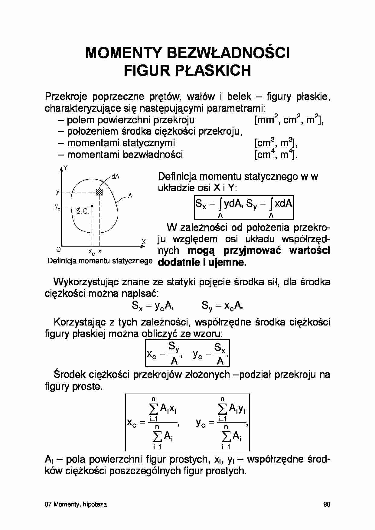 Momenty bezwładności figur płaskich - hipoteza   - strona 1