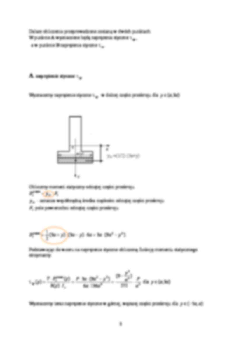 Naprężenia styczne przy zginaniu nierównomiernym - przykład  - strona 3