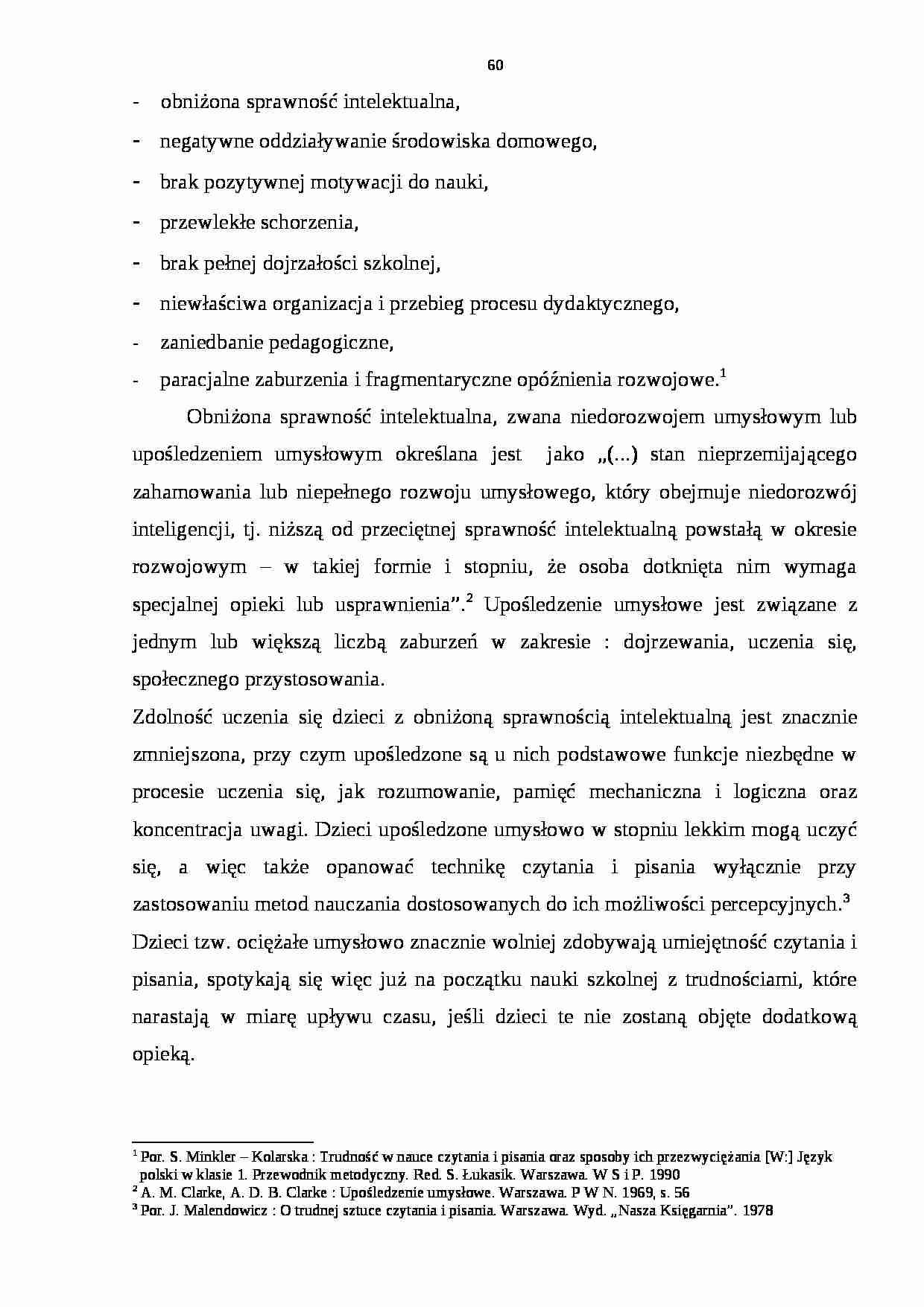 Obniżona sprawność intelektualna- pedagogika - strona 1