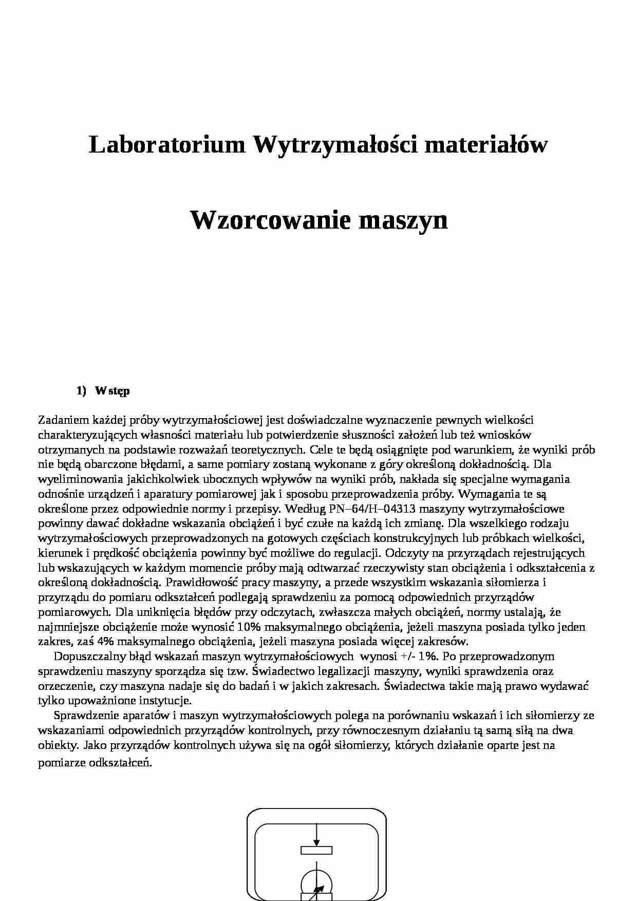 Wzorcowanie maszyn - laboratorium  - strona 1