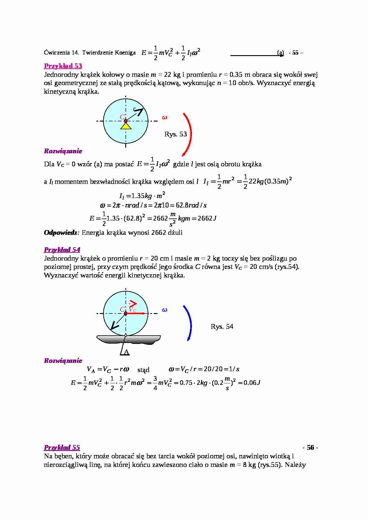 Kinematyka - ćwiczenia 14 - strona 1
