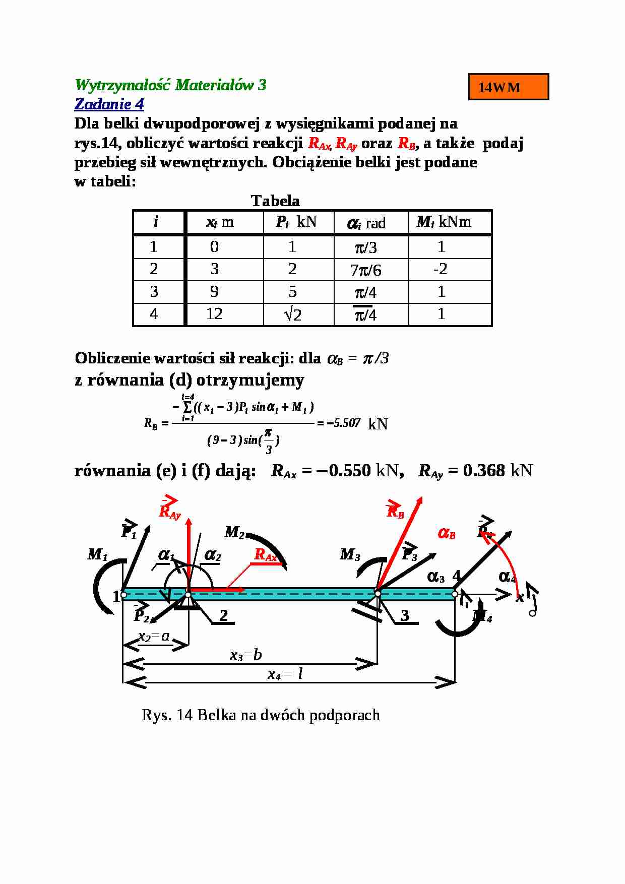  Wytrzymałość Materiałów - zadanie - strona 1