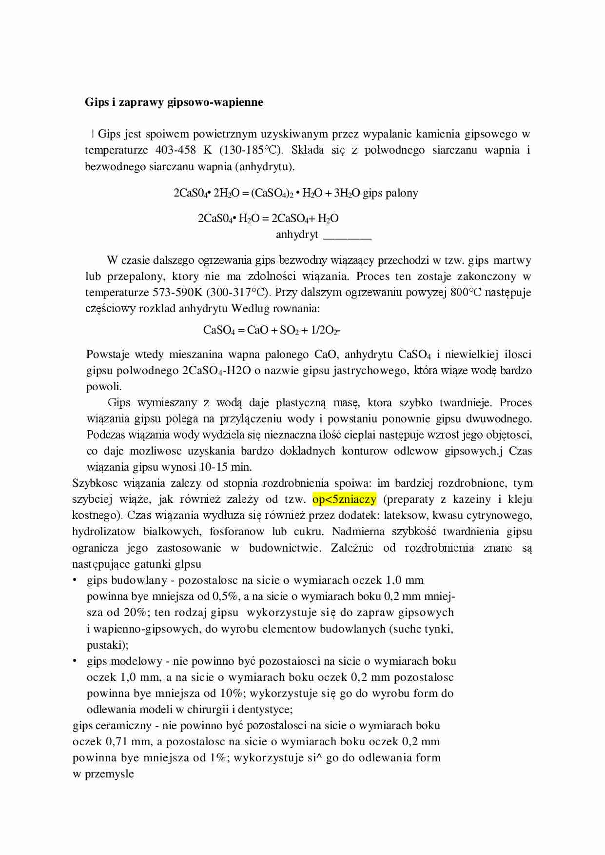 Gips i zaprawy gipsowo-wapienne - wykład - strona 1