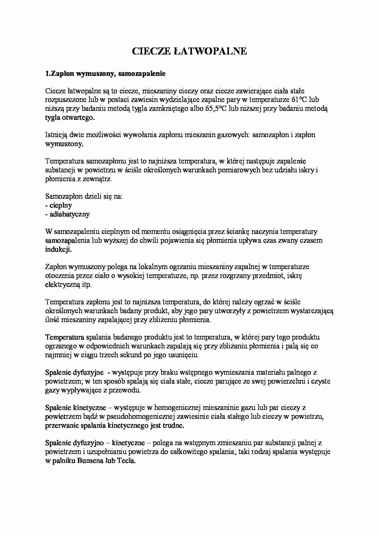 Ciecze łatwopalne - wykład - strona 1