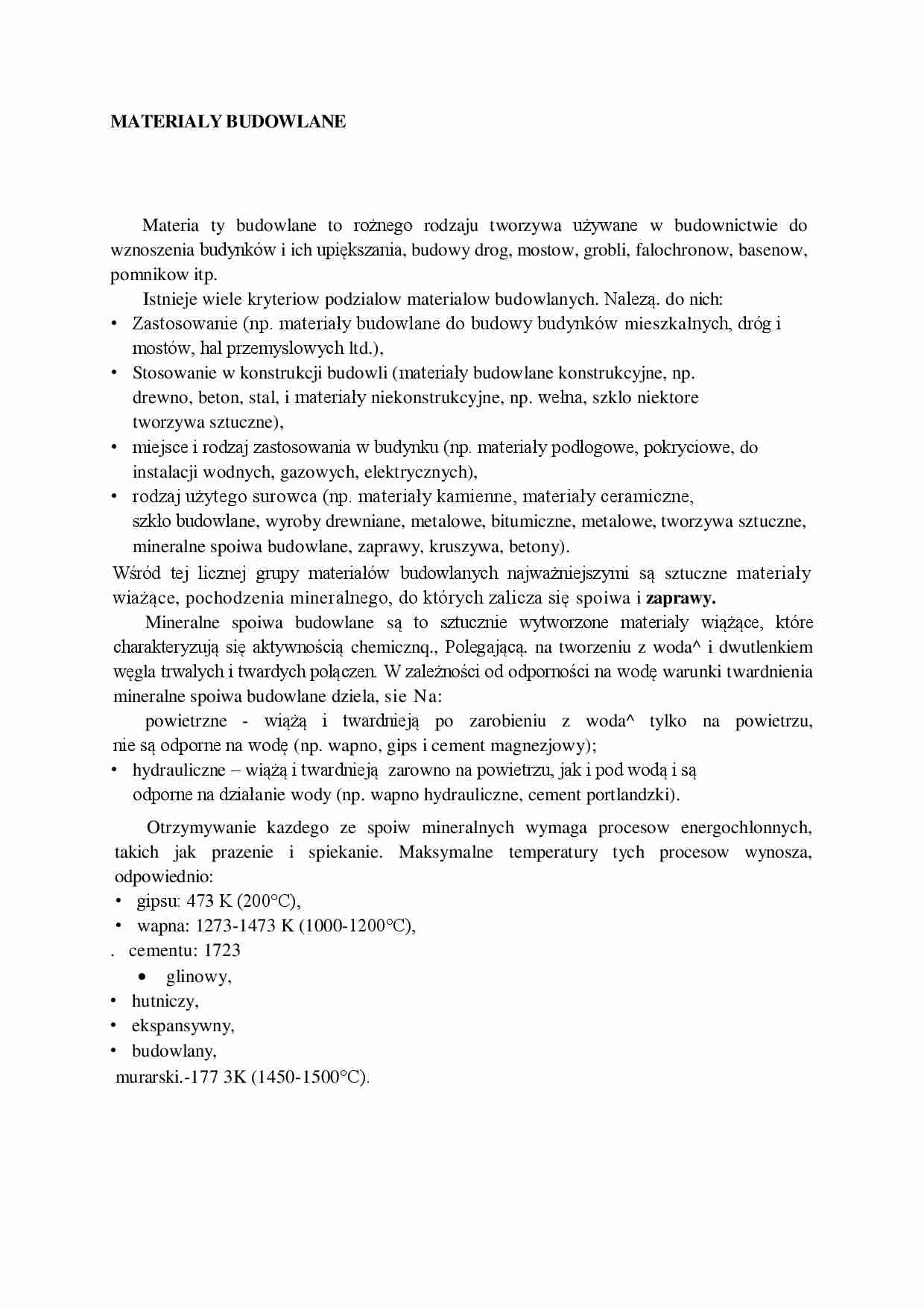 Materiały budowlane - wykład - strona 1