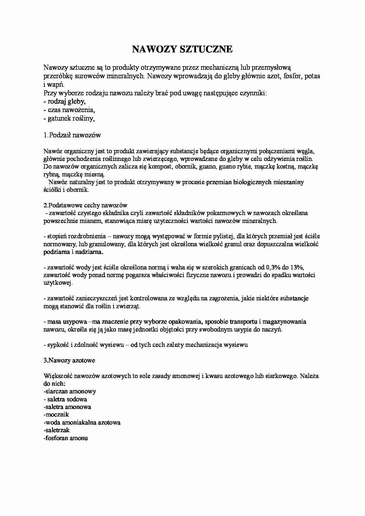 Nawozy sztuczne - wykład - strona 1