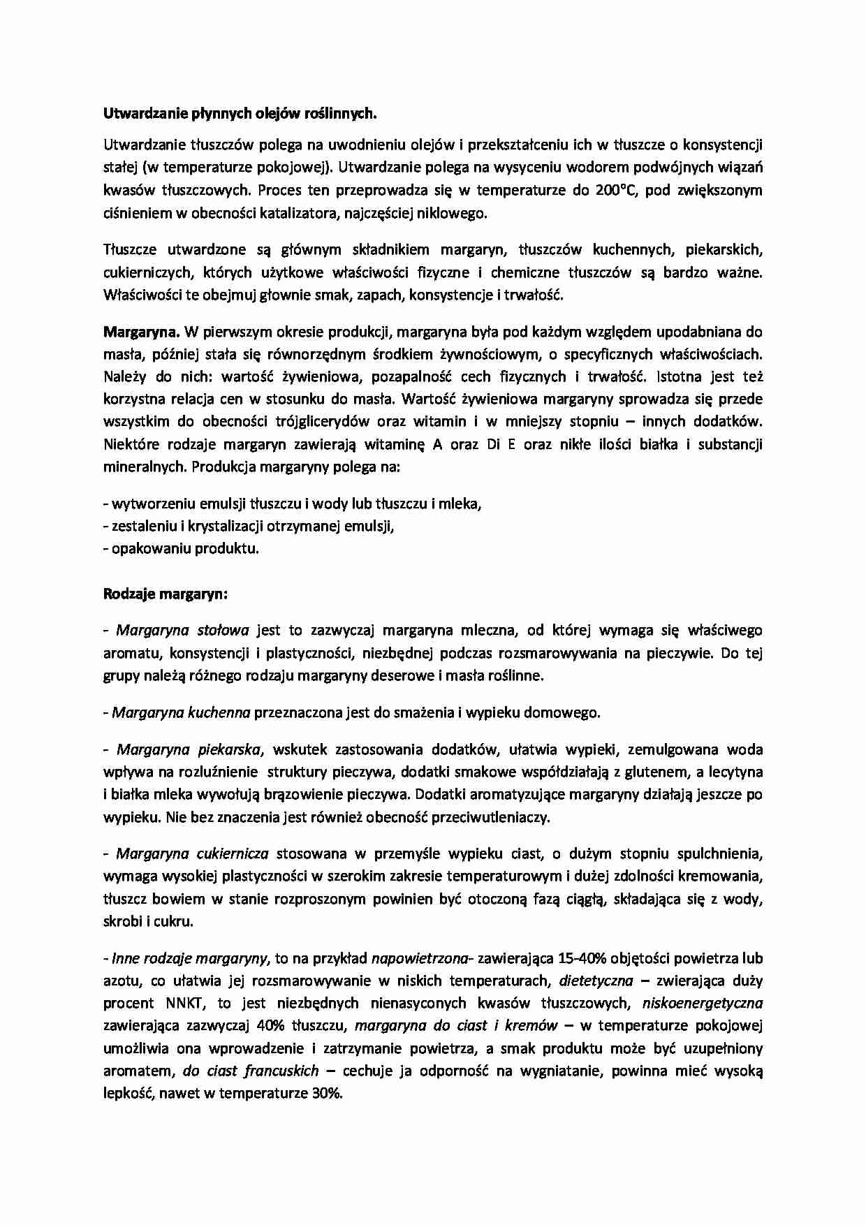Utwardzanie płynnych olejów roślinnych - wykład - strona 1