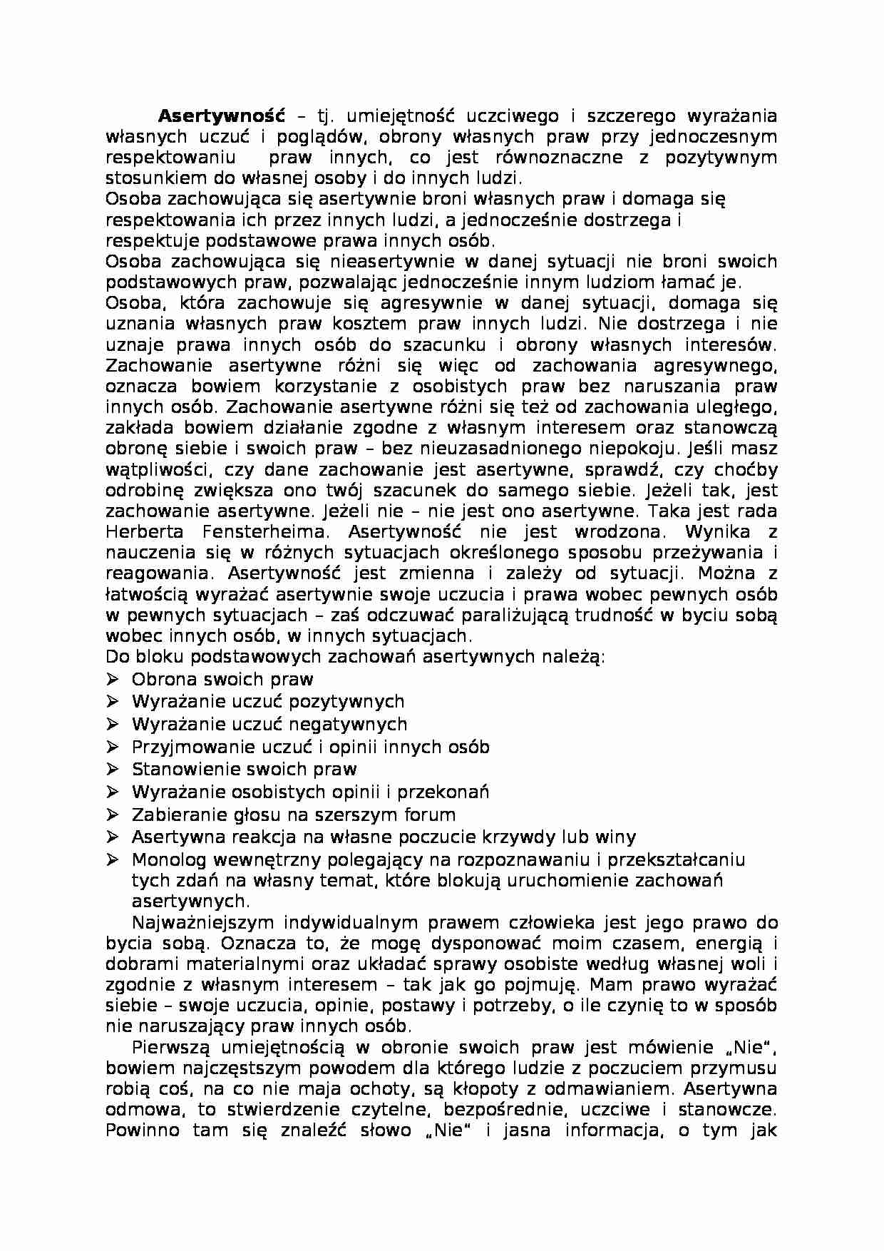 kierowanie zespołami - asertywność - opracowanie - strona 1