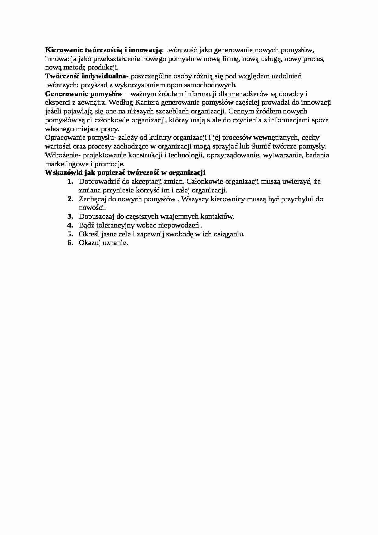 kierowanie zespołami - twórczość i innowacja, omówienie - strona 1