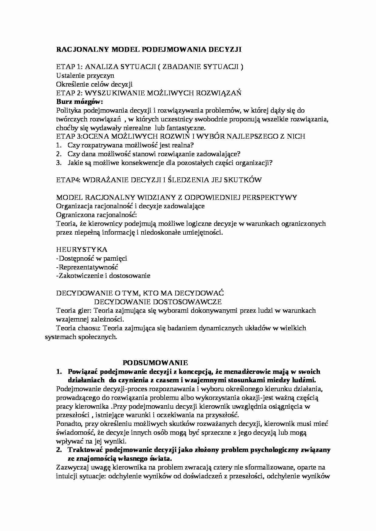 kierowanie zespołami - model decyzji, omówienie - strona 1