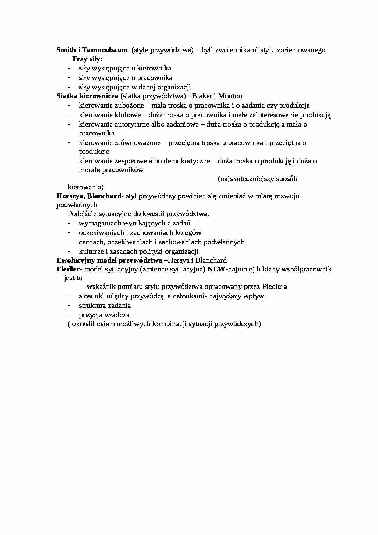 kierowanie zespołami - Smith i Tamneubaum, omówienie - strona 1