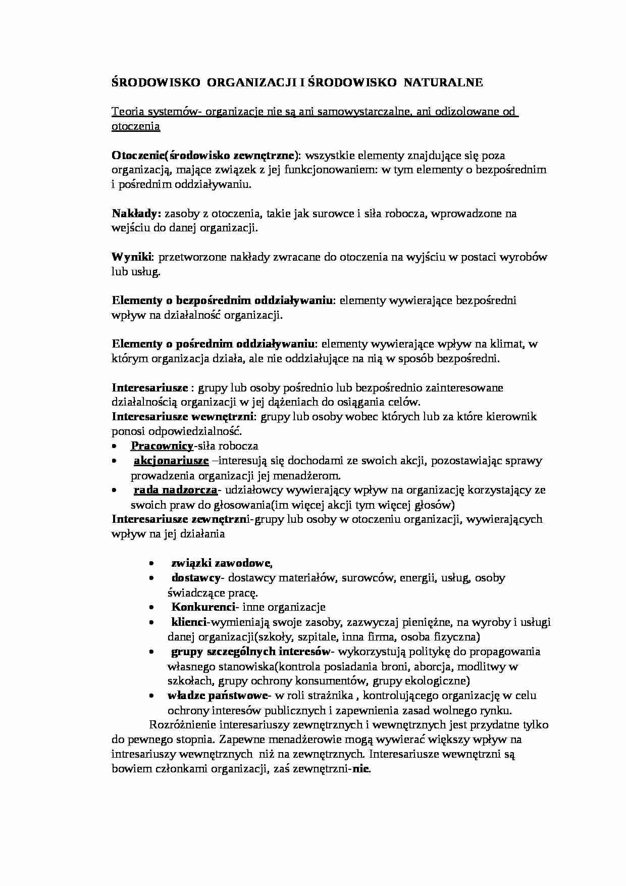 kierowanie zespołami- środowisko organizacji, omówienie - strona 1