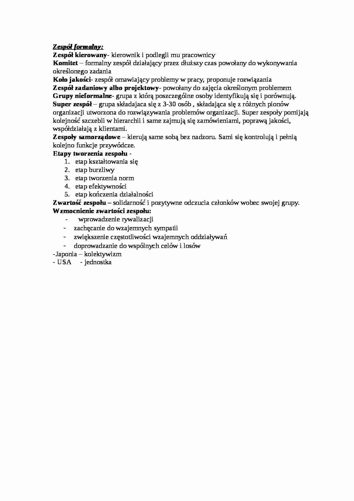 kierowanie zespołami - zespół formalny, omówienie - strona 1