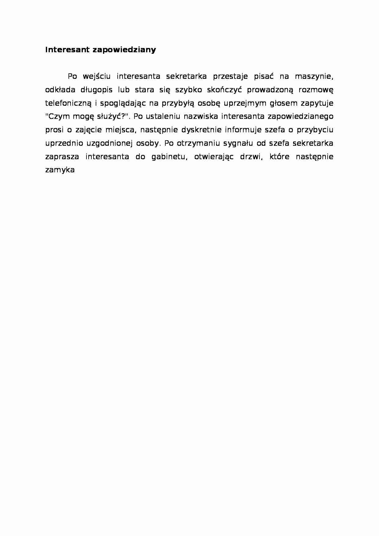 Kultura menadżerska - Interesant zapowiedziany, omówienie - strona 1