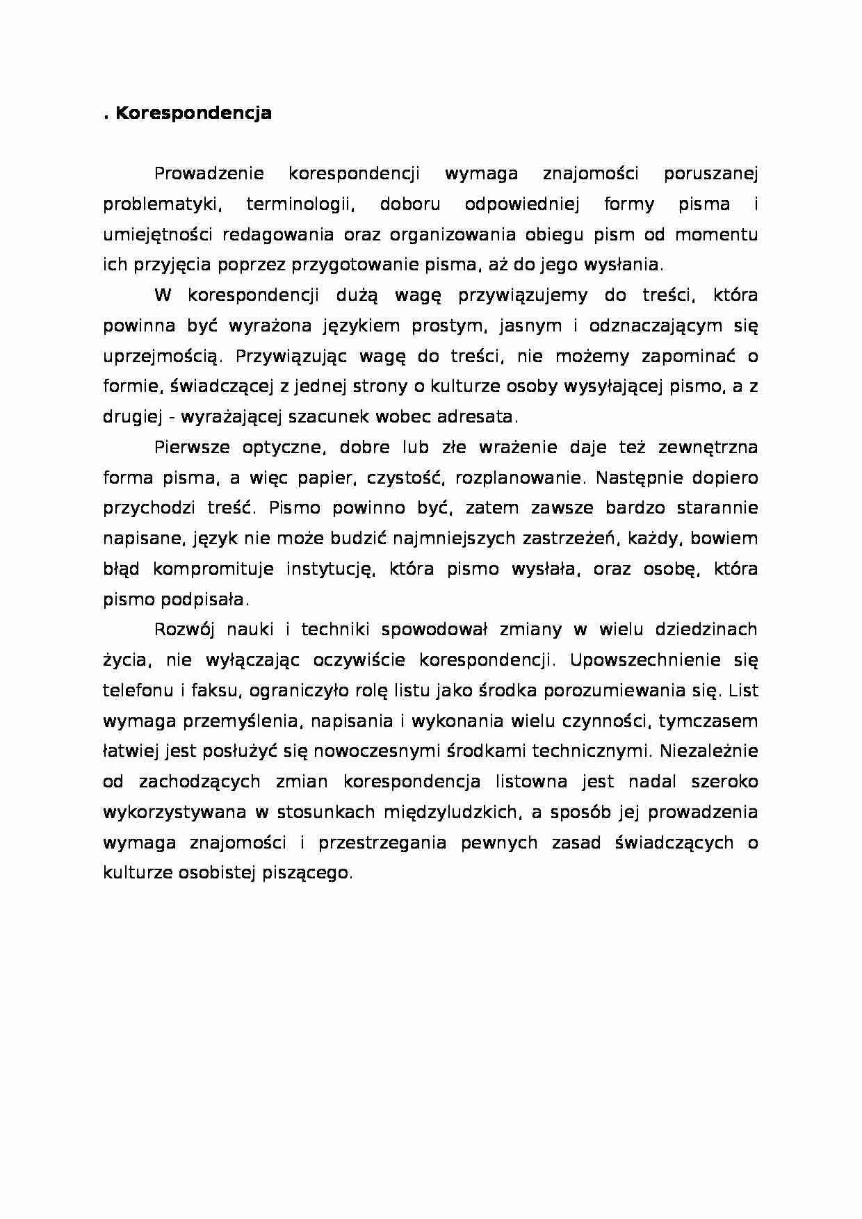 Kultura menadżerska - korespondencja, omówienie - strona 1