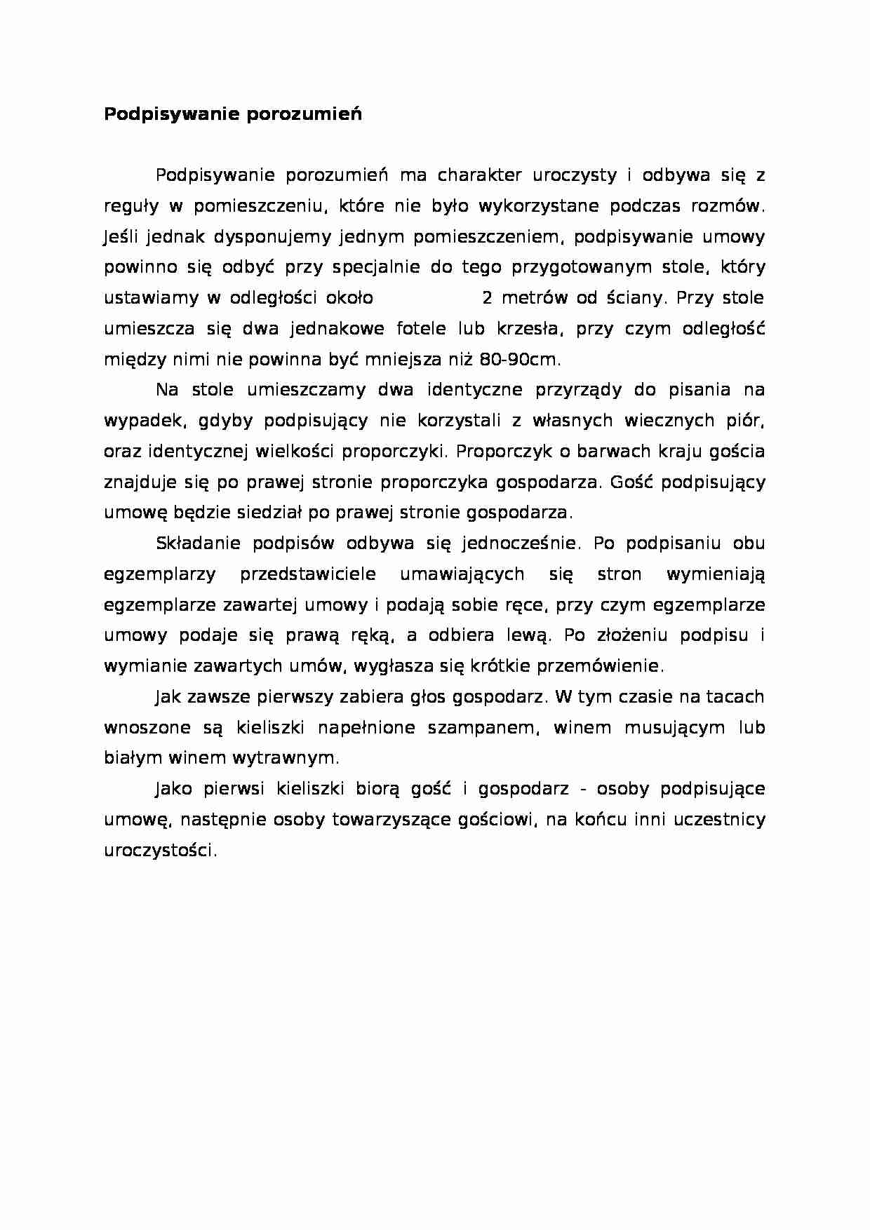 Kultura menadżerska, podpisywanie porozumień, omówienie - strona 1