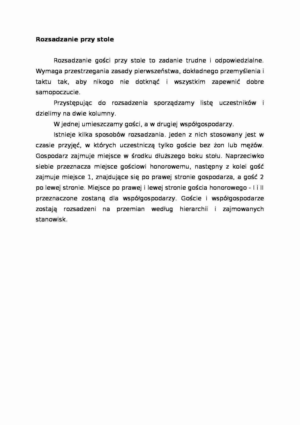 Kultura menadżerska - rozsadzanie przy stole, omówienie - strona 1