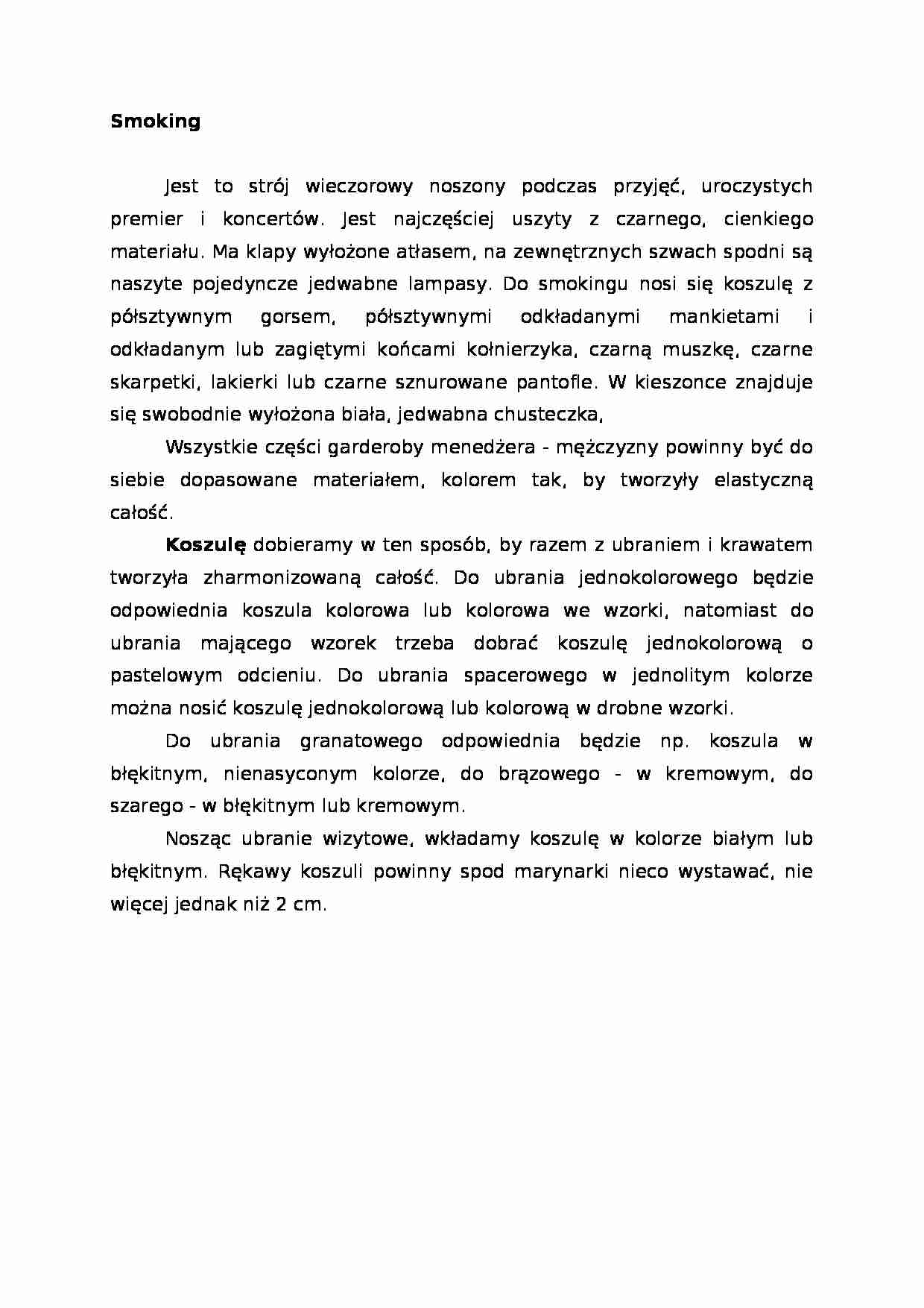 Kultura menadżerska - smoking, omówienie - strona 1