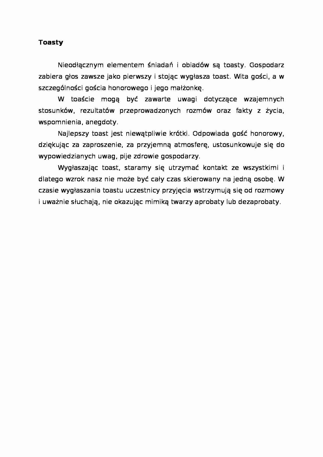 Kultura menadżerska - toasty, omówienie - strona 1