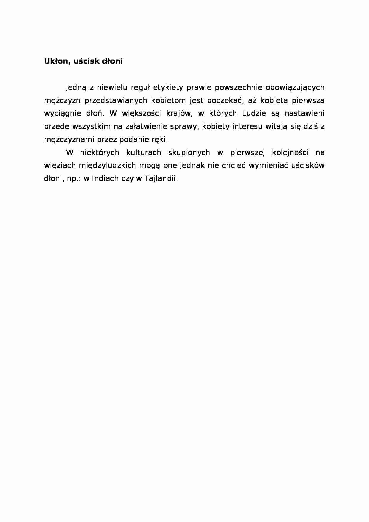 Kultura menadżerska - ukłon, omówienie - strona 1