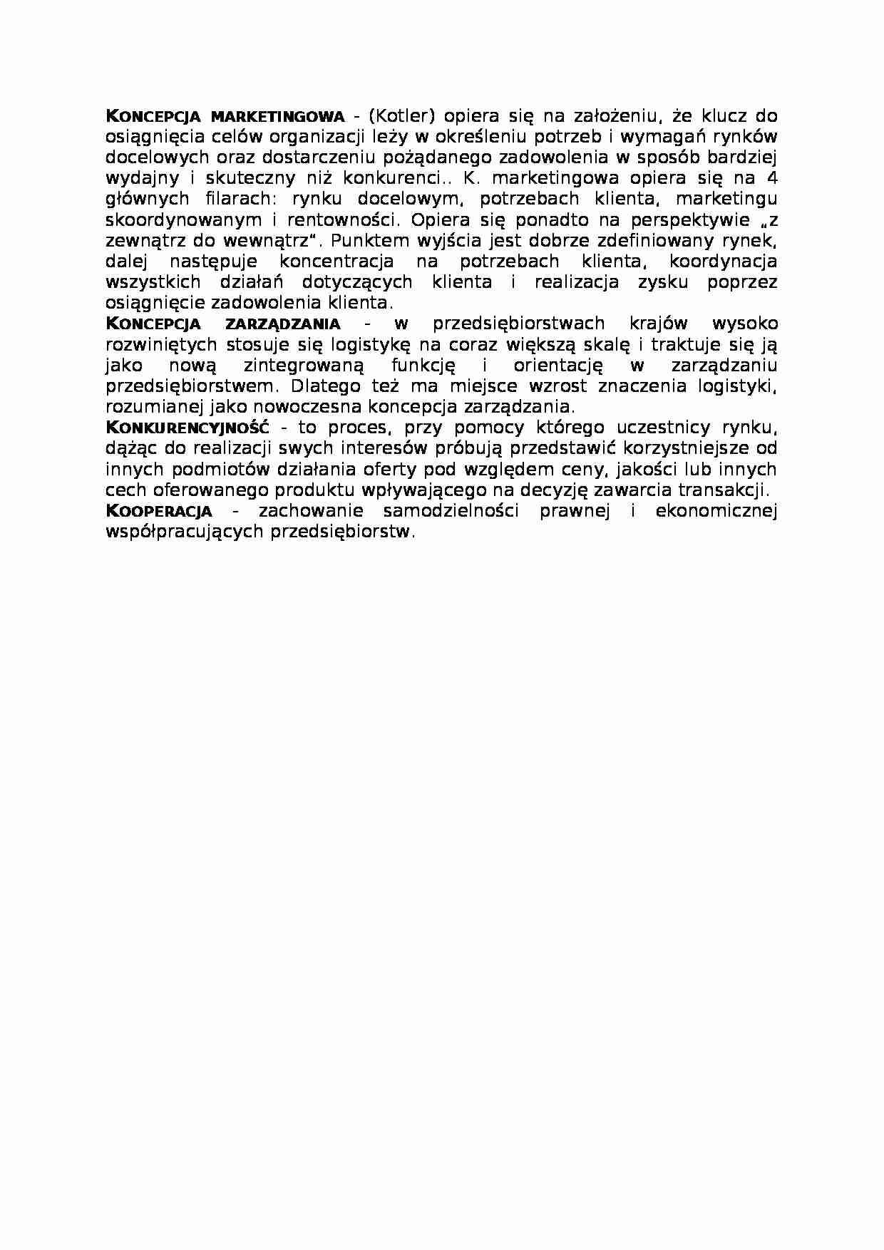 Koncepcja marketingowa, omówienie - strona 1