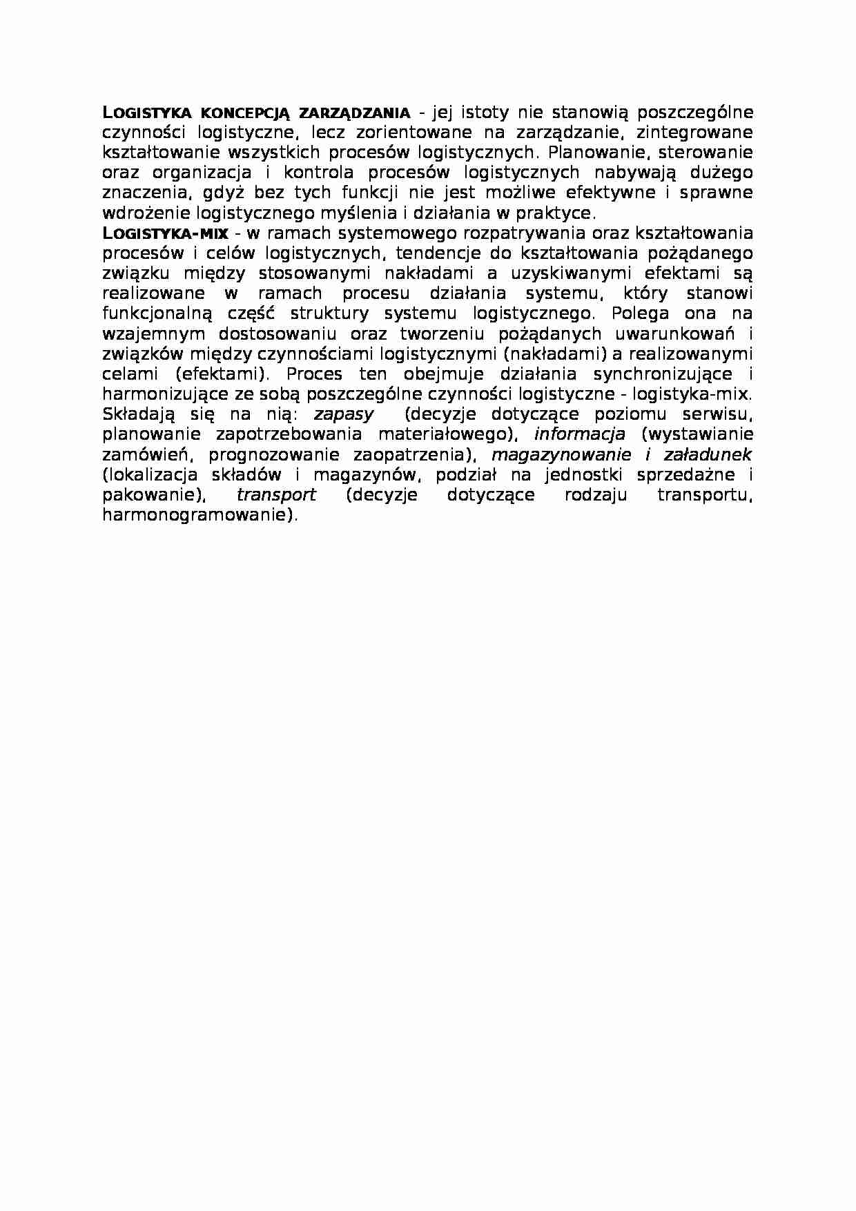 Logistyka koncepcją, omówienie - strona 1