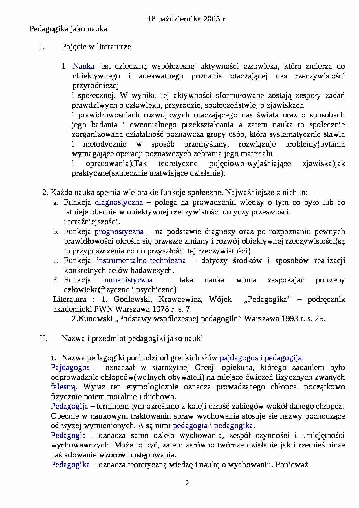 Pedagogika jako nauka- pedagogika - strona 1