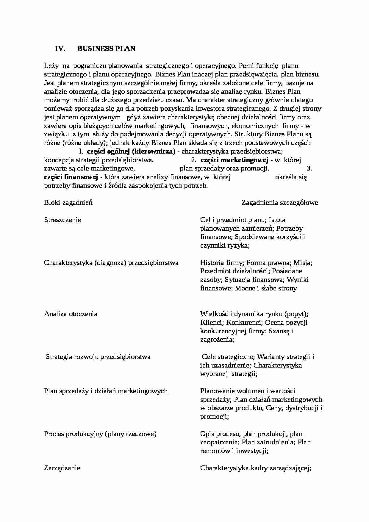 Business plan, omówienie - strona 1