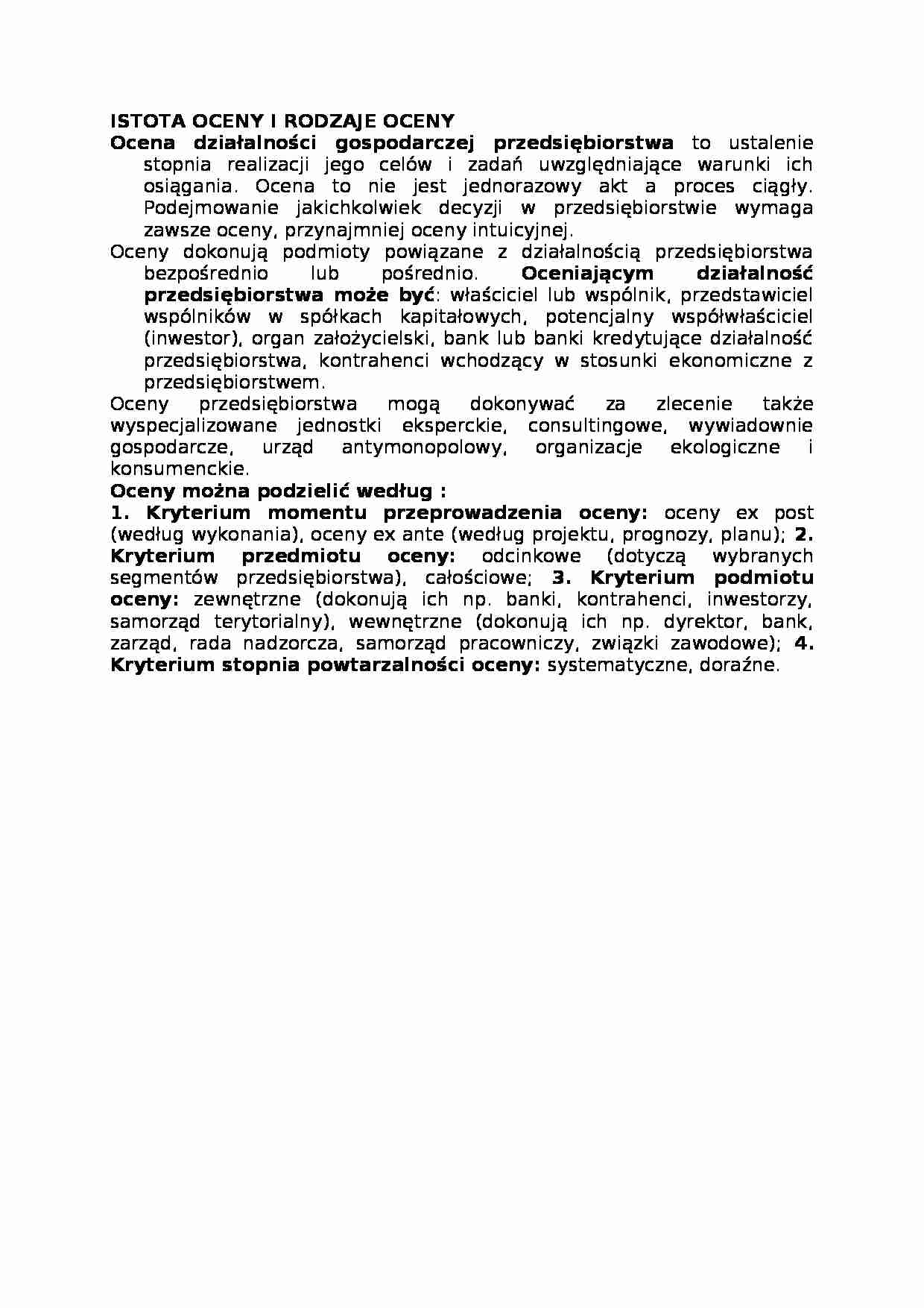 Istota oceny i rodzaje oceny, omówienie - strona 1
