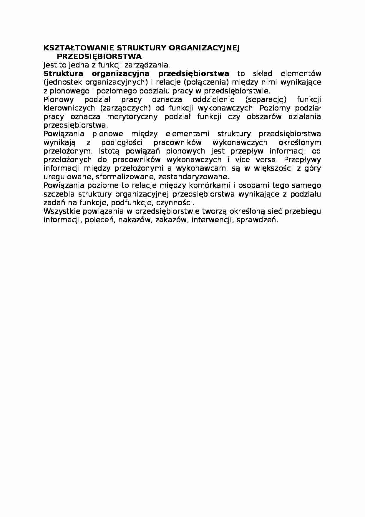 Kształtowanie struktury organizacyjnej, omówienie - strona 1
