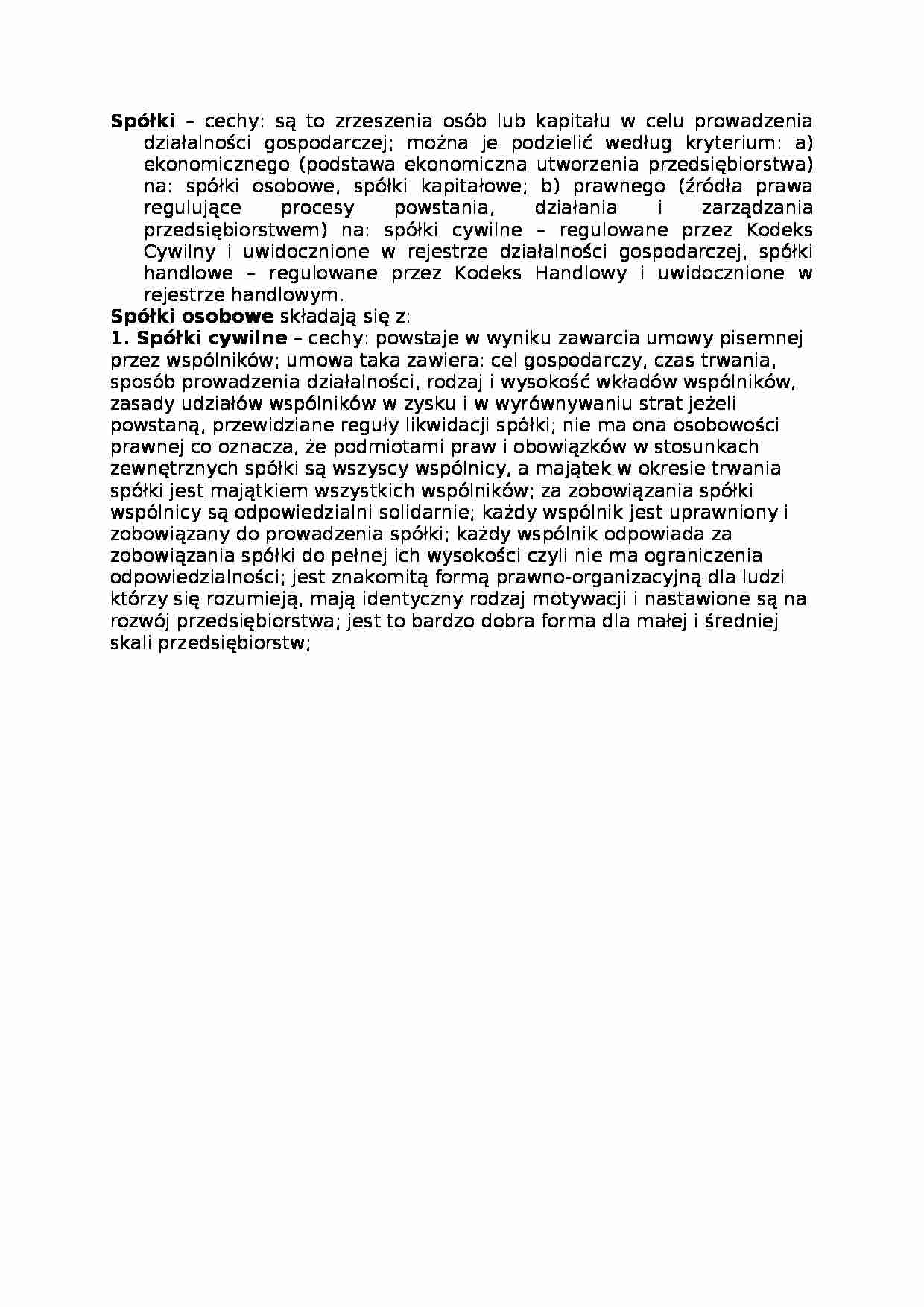 Spółki, omówienie - strona 1