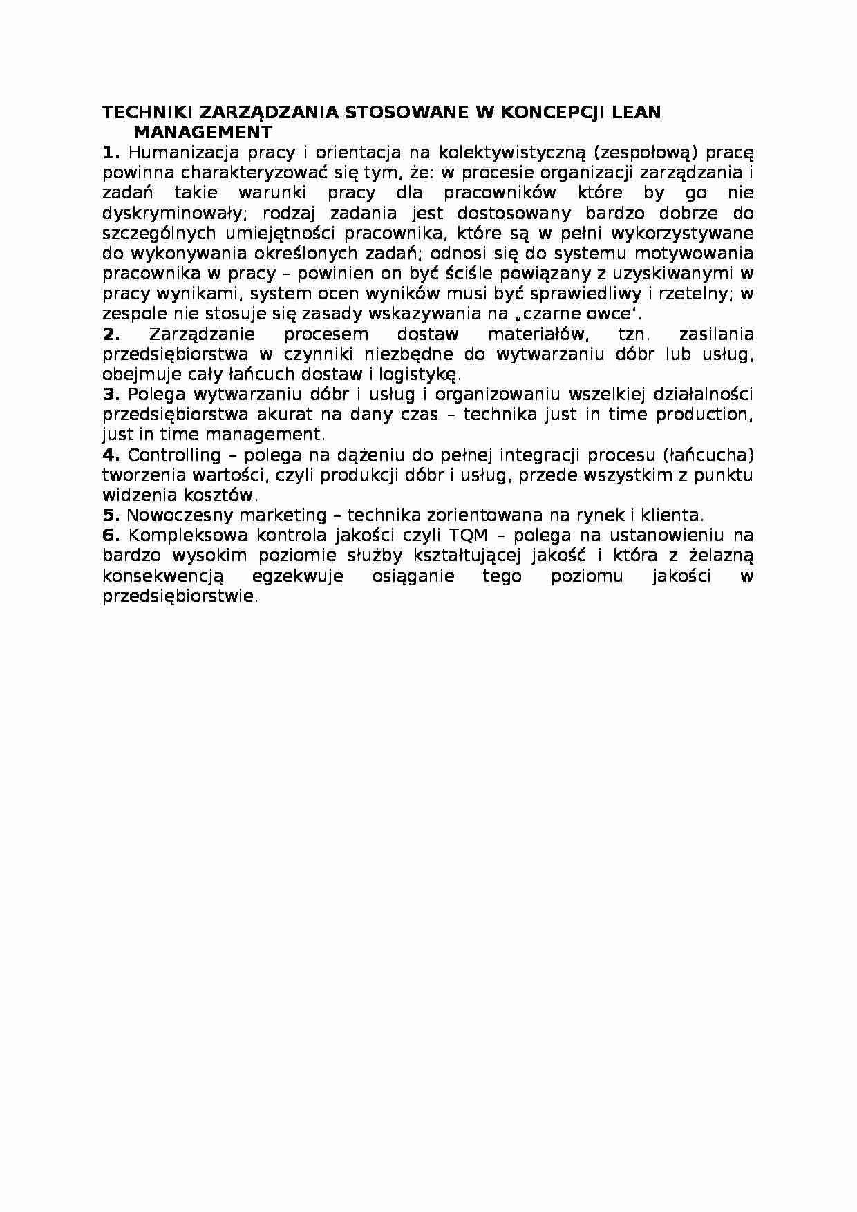 Techniki zarządzania, omówienie - strona 1