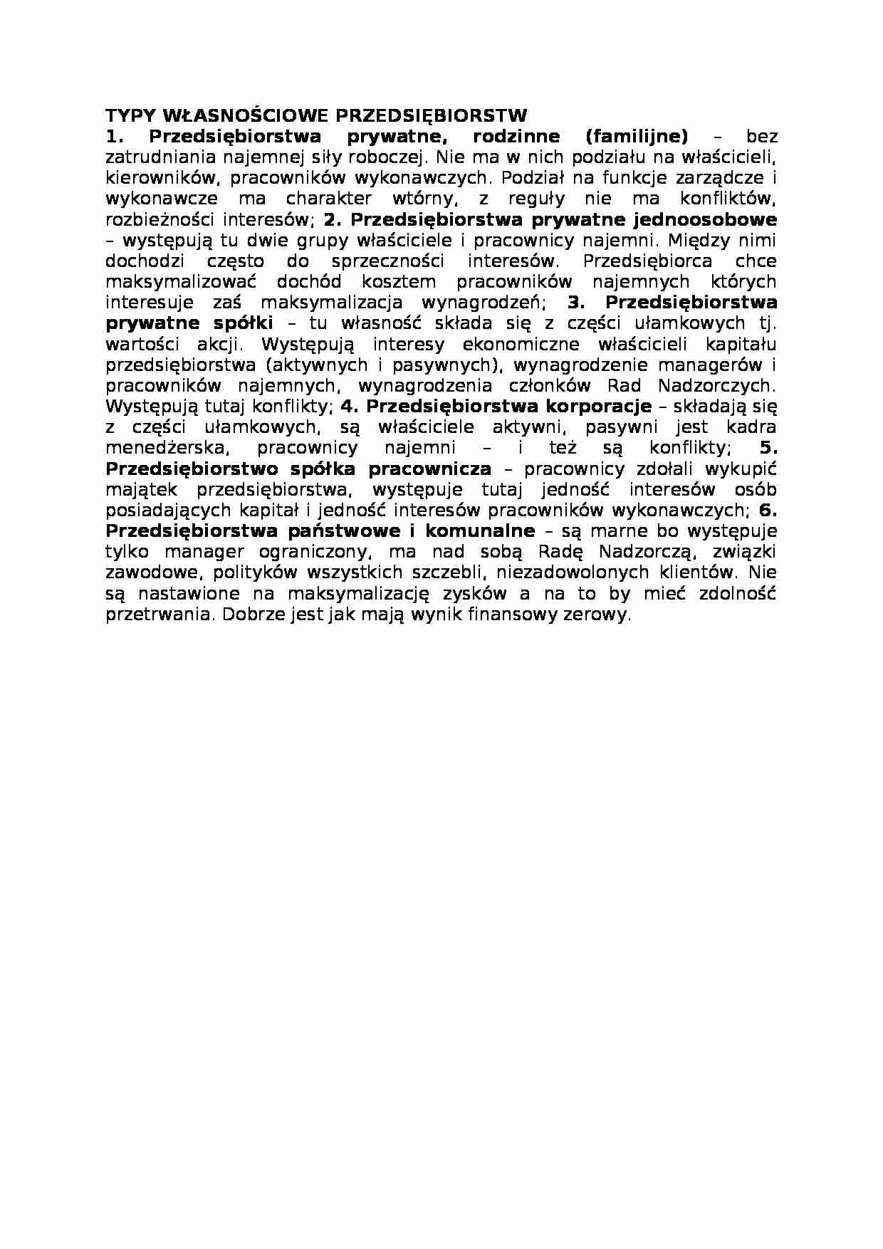 Typy własnościowe przedsiębiorstw, omówienie - strona 1