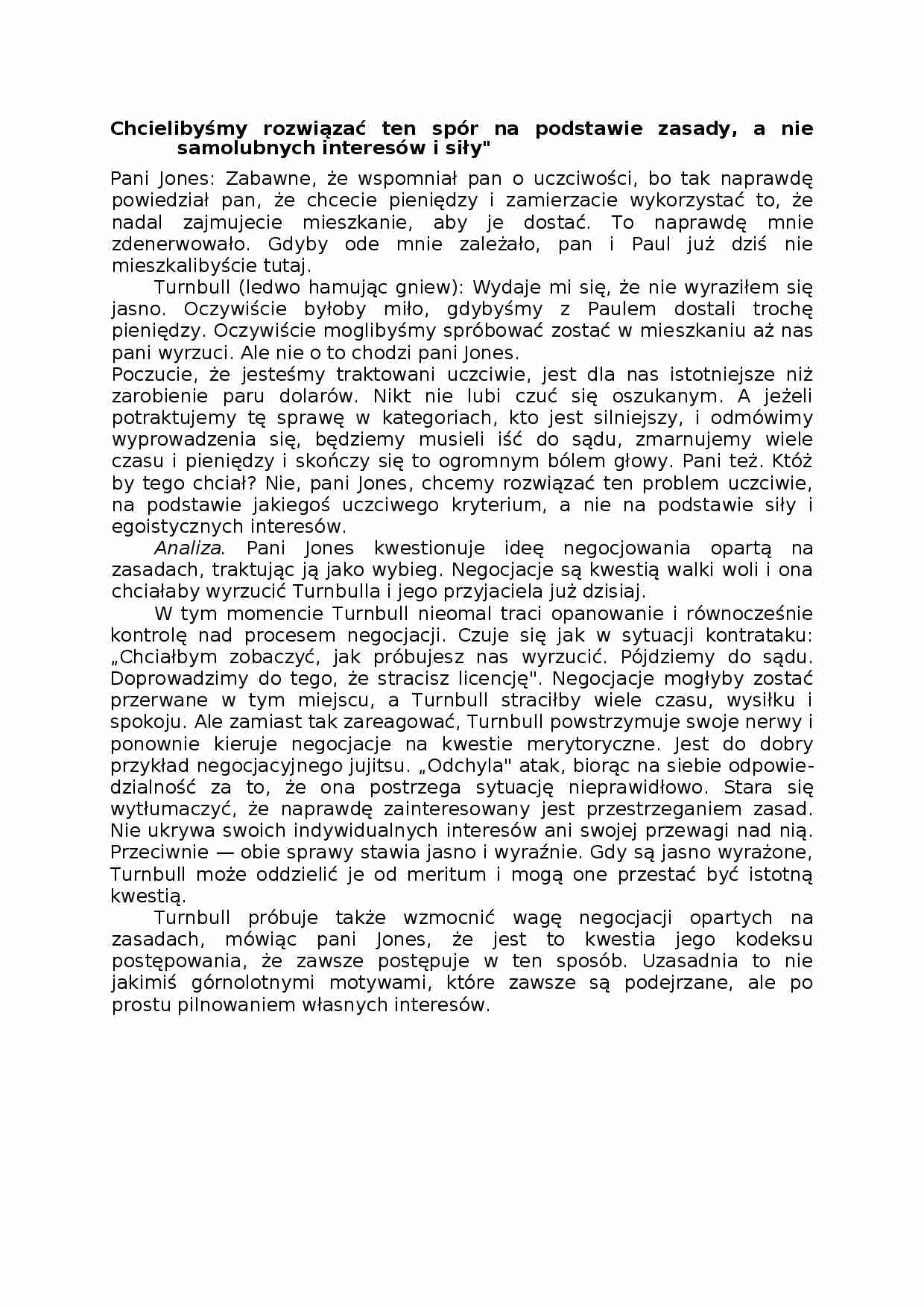 Negocjacje - analiza tekstu - strona 1