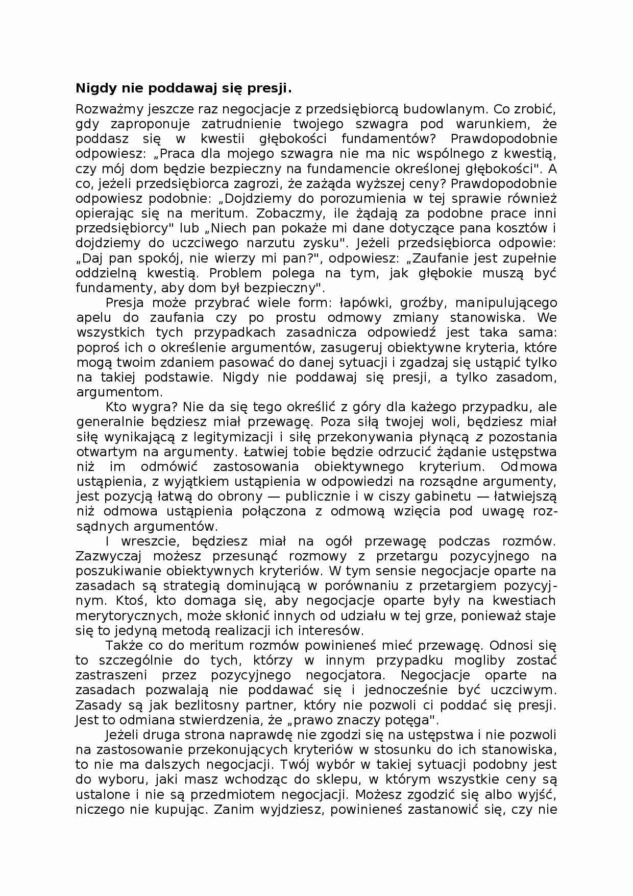 Poddawanie się presji, omówienie - strona 1