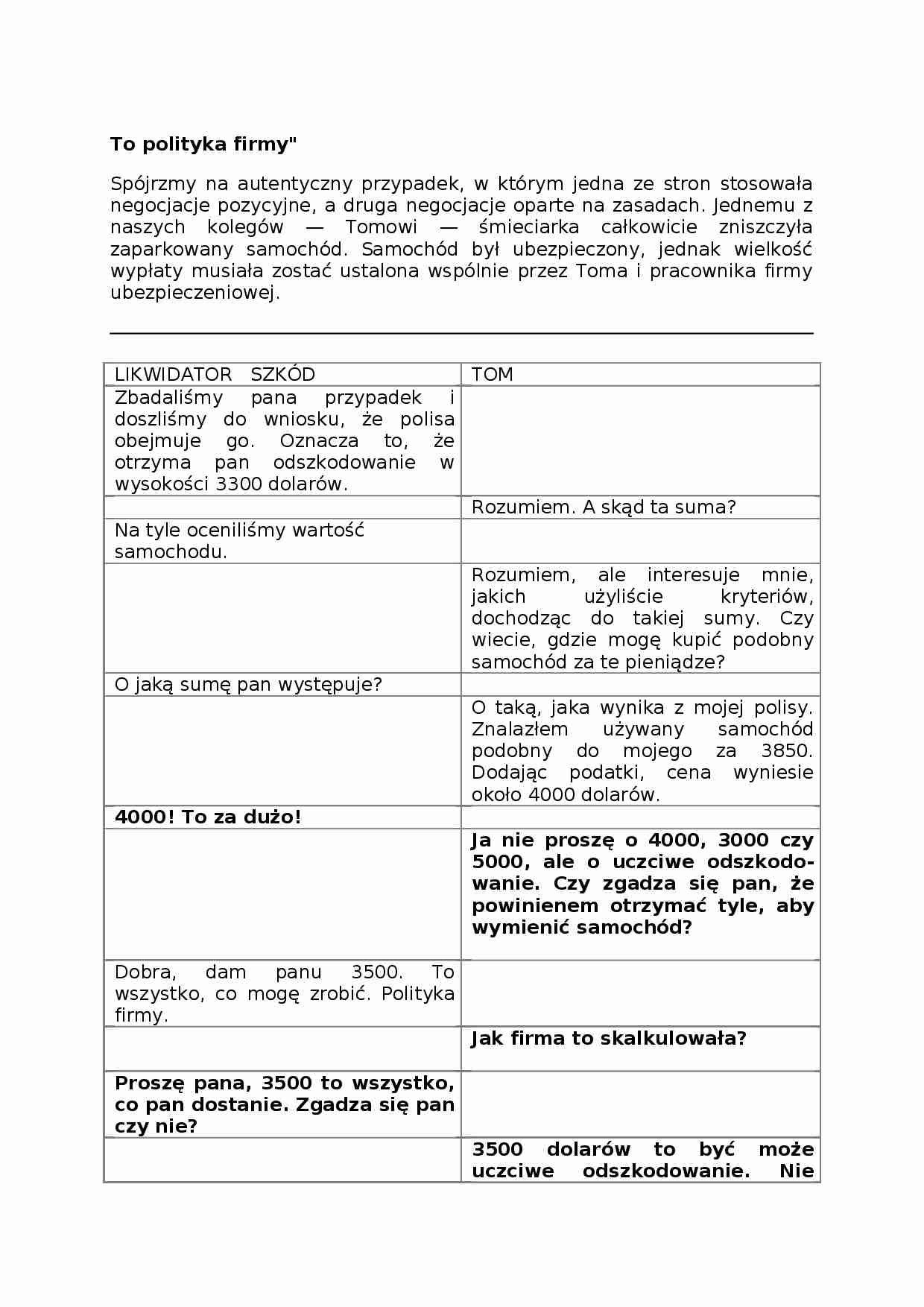 To polityka firmy  - omówienie. - strona 1