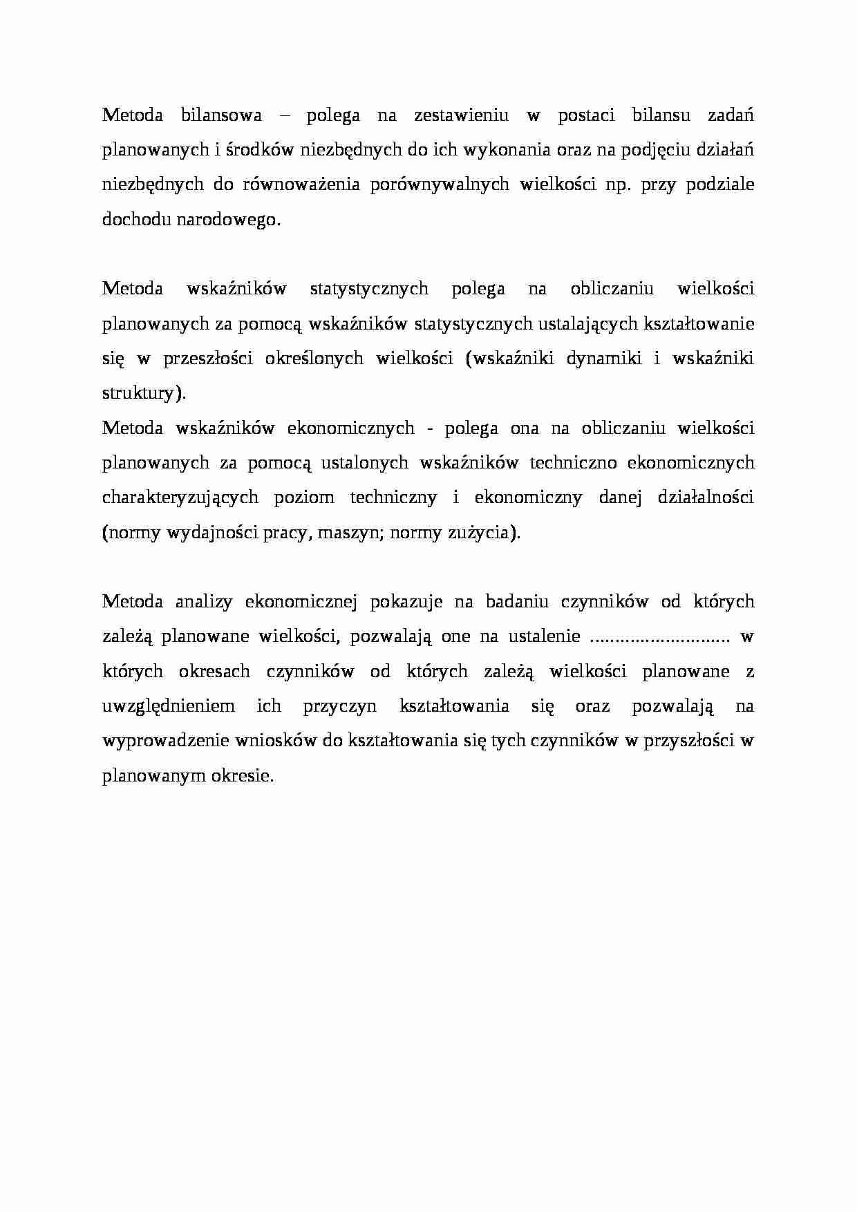 Metoda bilansowa  - omówienie. - strona 1