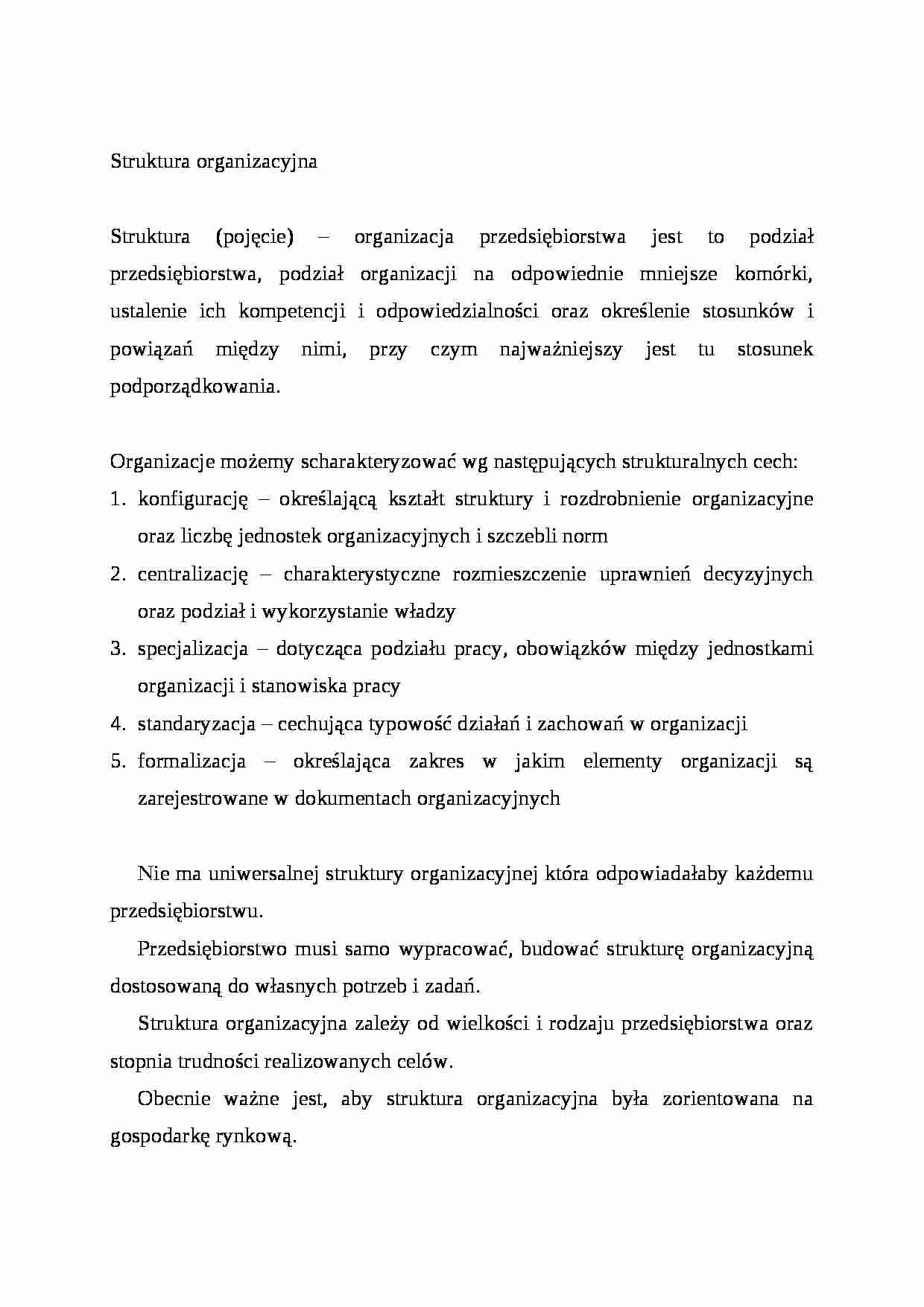 Struktura organizacyjna , omówienie. - strona 1