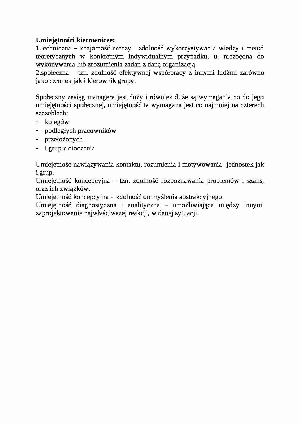 Umiejętności kierownicze- omówienie. - strona 1