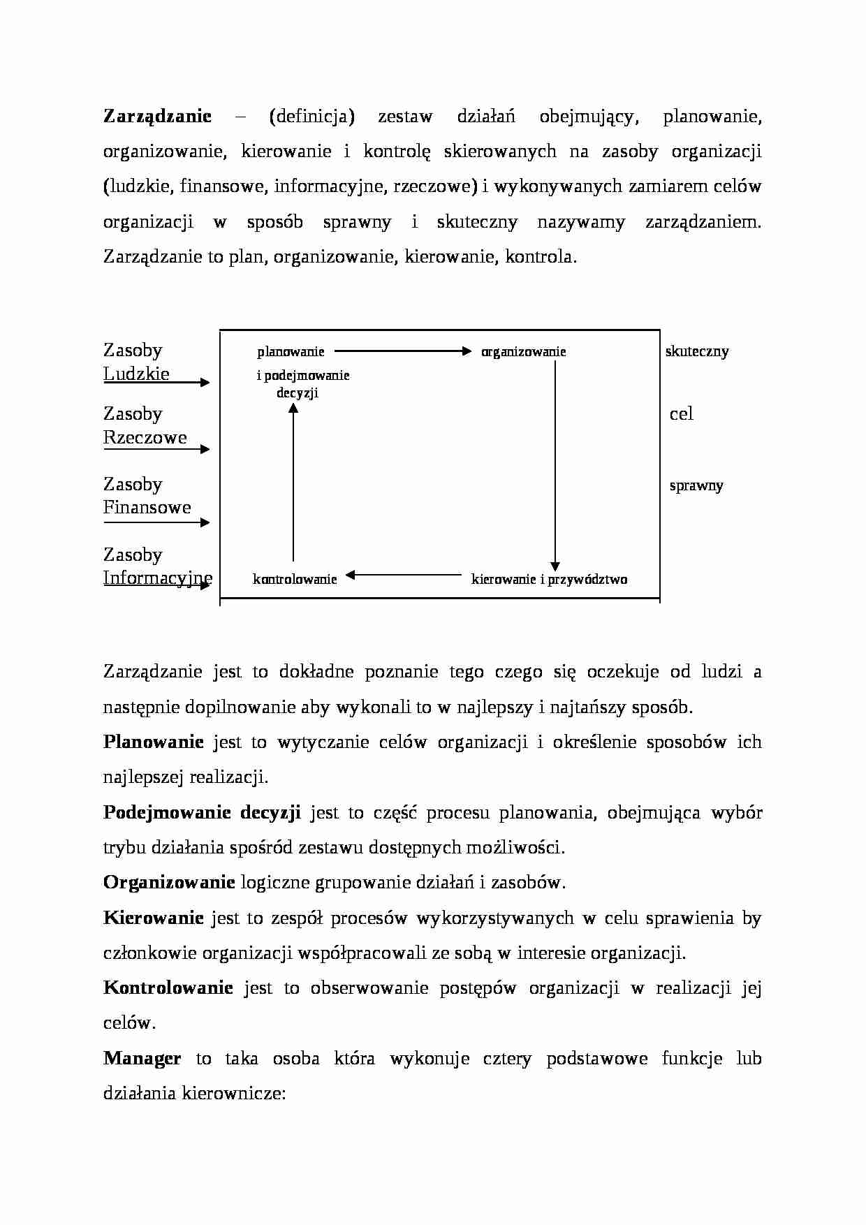 Zarządzanie- omówienie. - strona 1