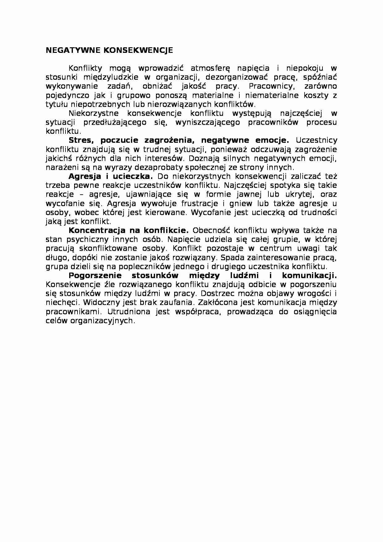 Negatywne konsekwencje -  omówienie. - strona 1