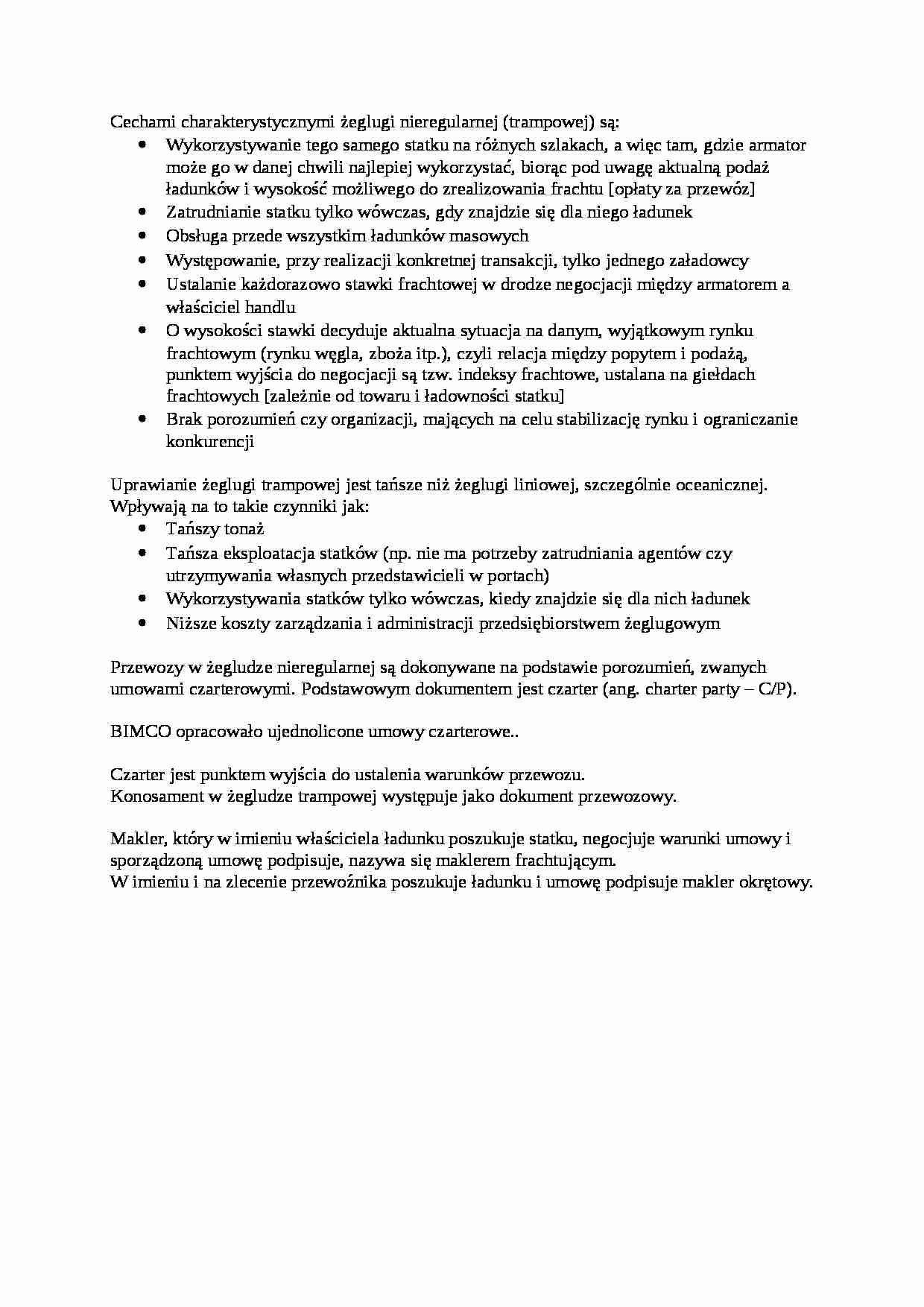 Żegluga nieregularna - omówienie. - strona 1