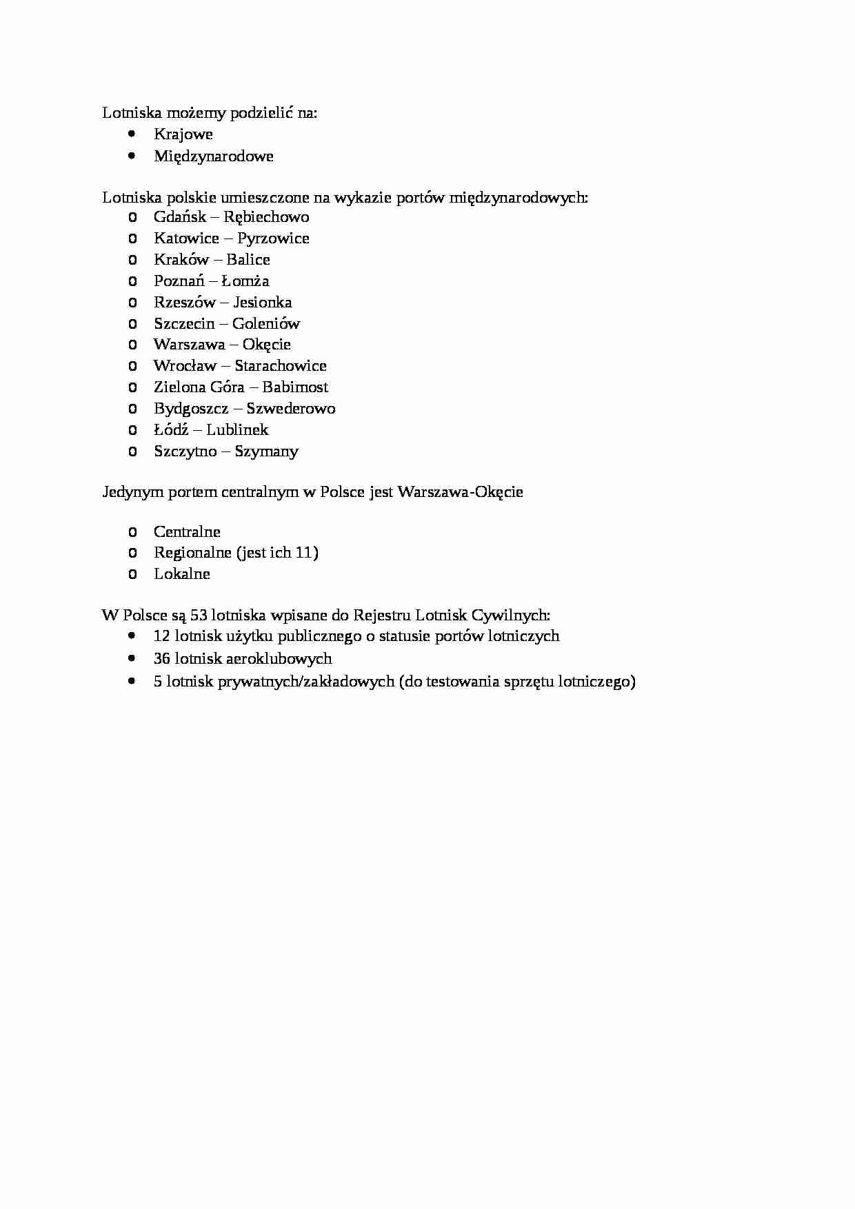 Lotniska możemy podzielić  - omówienie. - strona 1