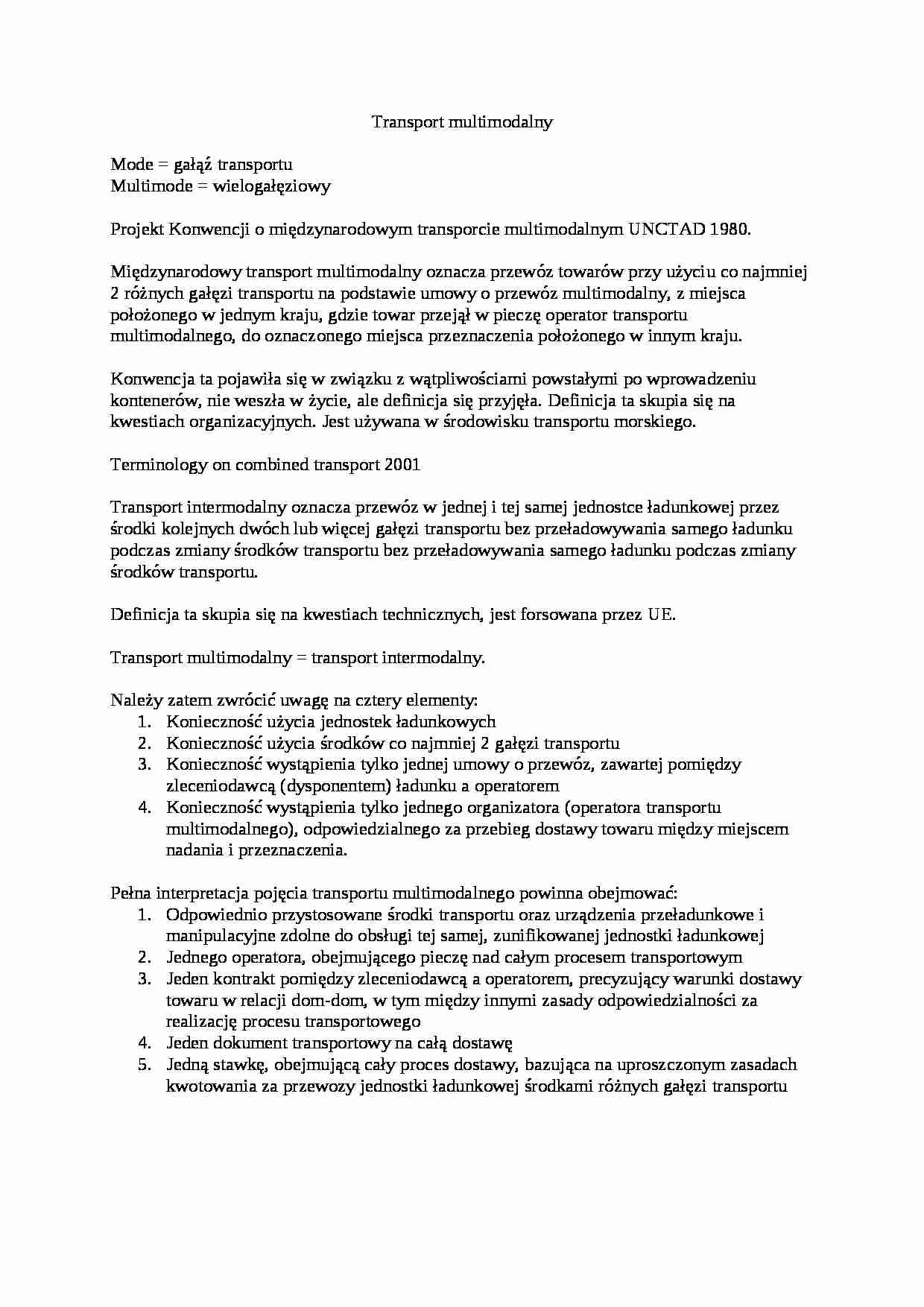 Transport multimodalny  - omówienie. - strona 1