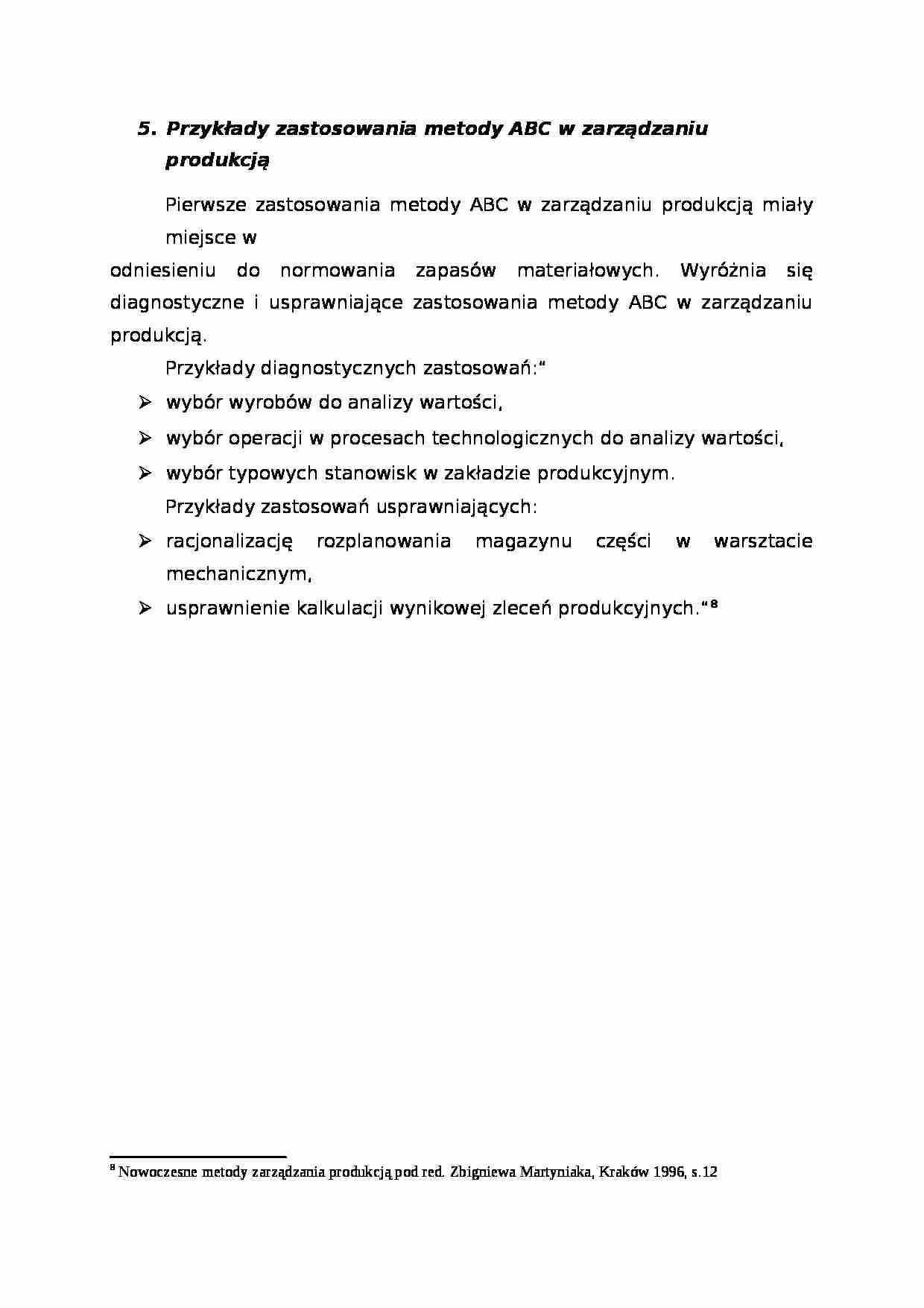 Przykłady zastosowania metody ABC  - omówienie. - strona 1