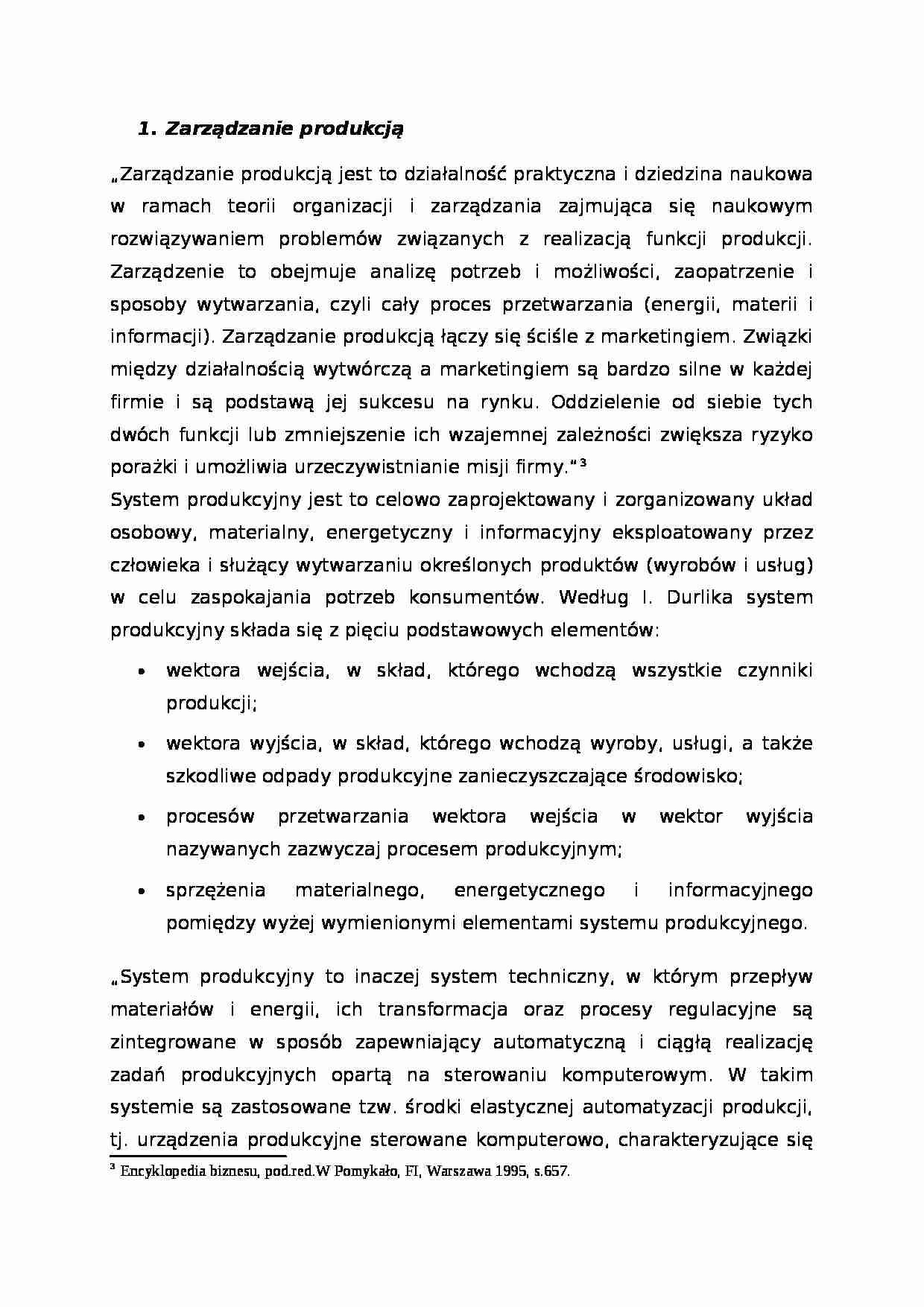 Zarządzanie produkcją - omówienie. - strona 1